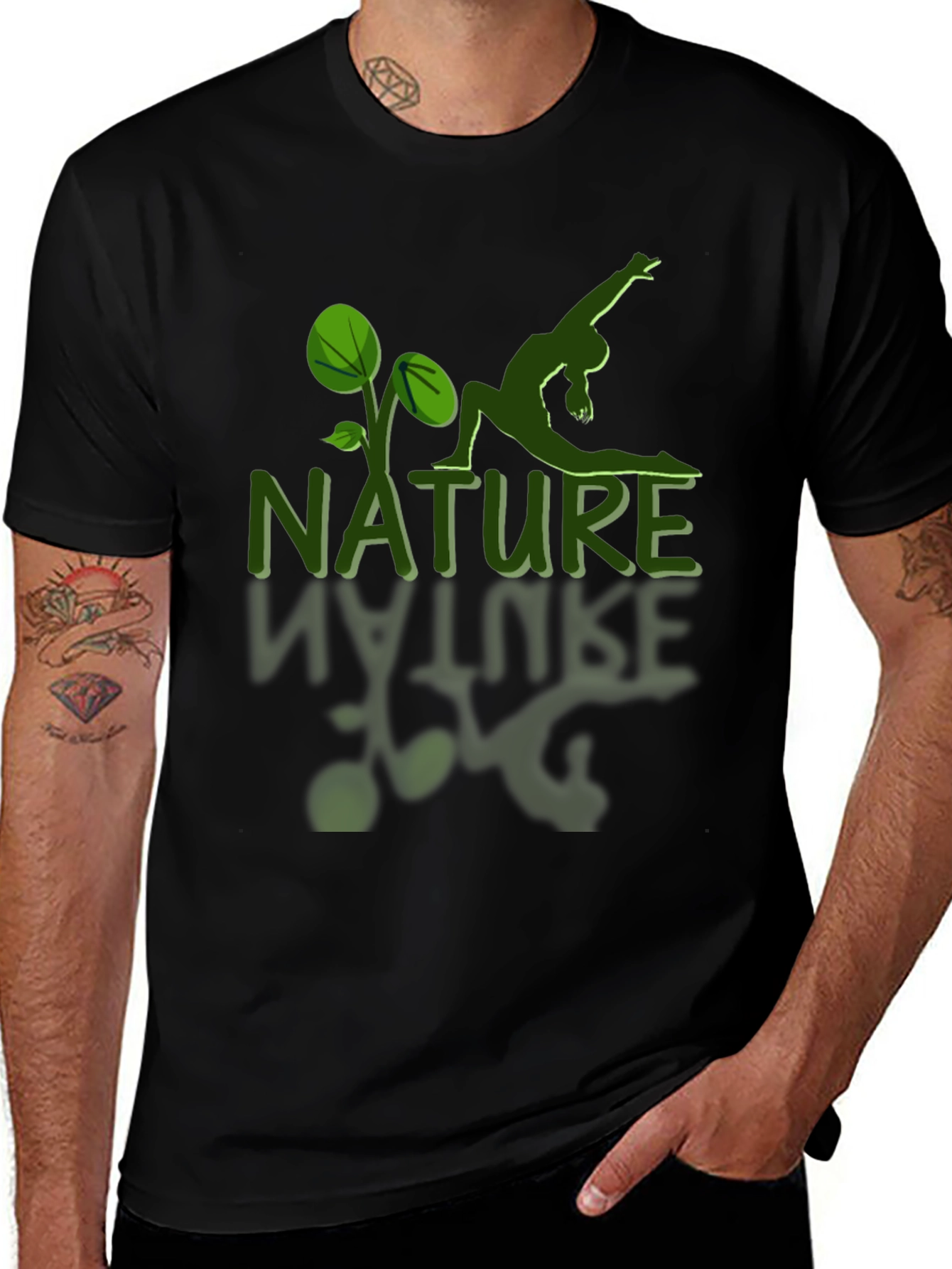 Variant 19 of Nature Yoga Graphic T-Shirt - Black Cotton Tee