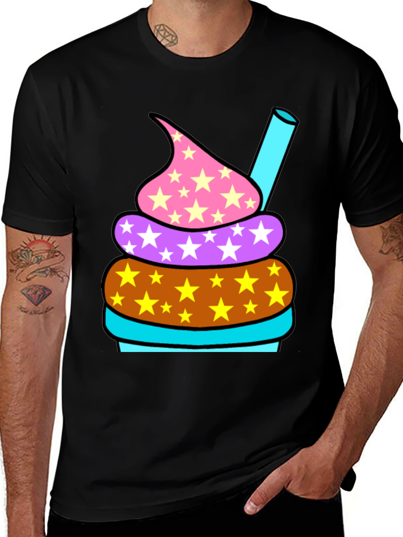 Variant 22 of Fun Cupcake Graphic Tee - Black Cotton T-Shirt