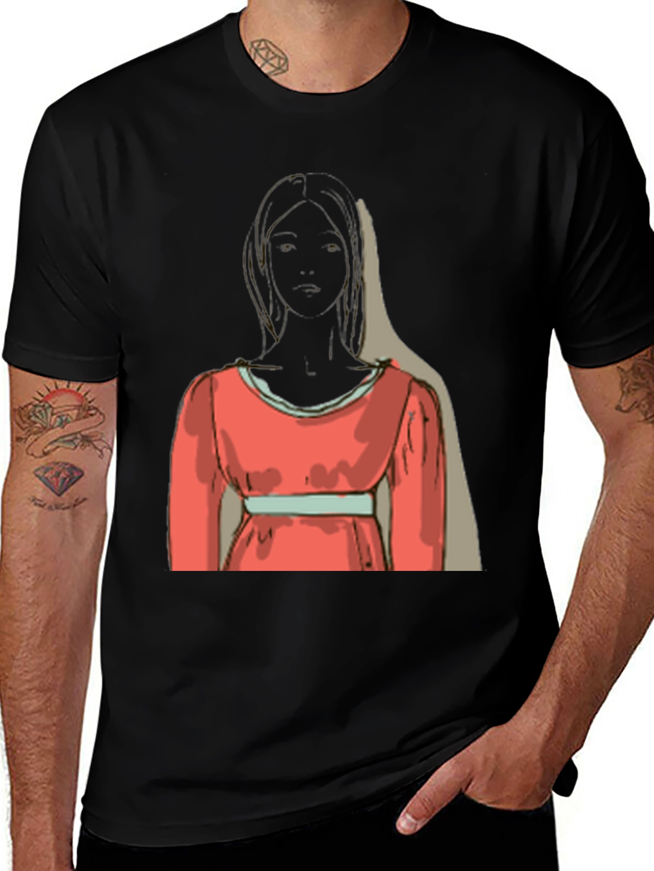 Variant 14 of Woman in Red Dress Graphic Tee