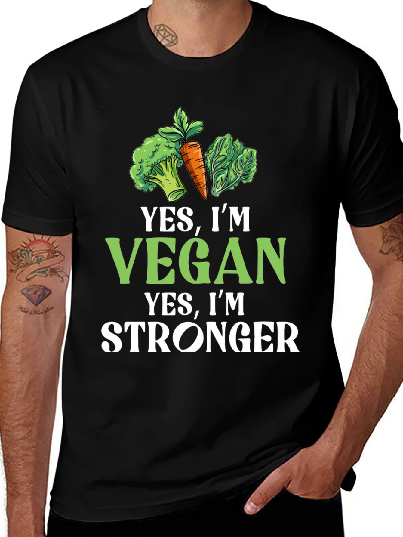 Variant 13 of Vegan Stronger Graphic Tee - Plant-Based Power!