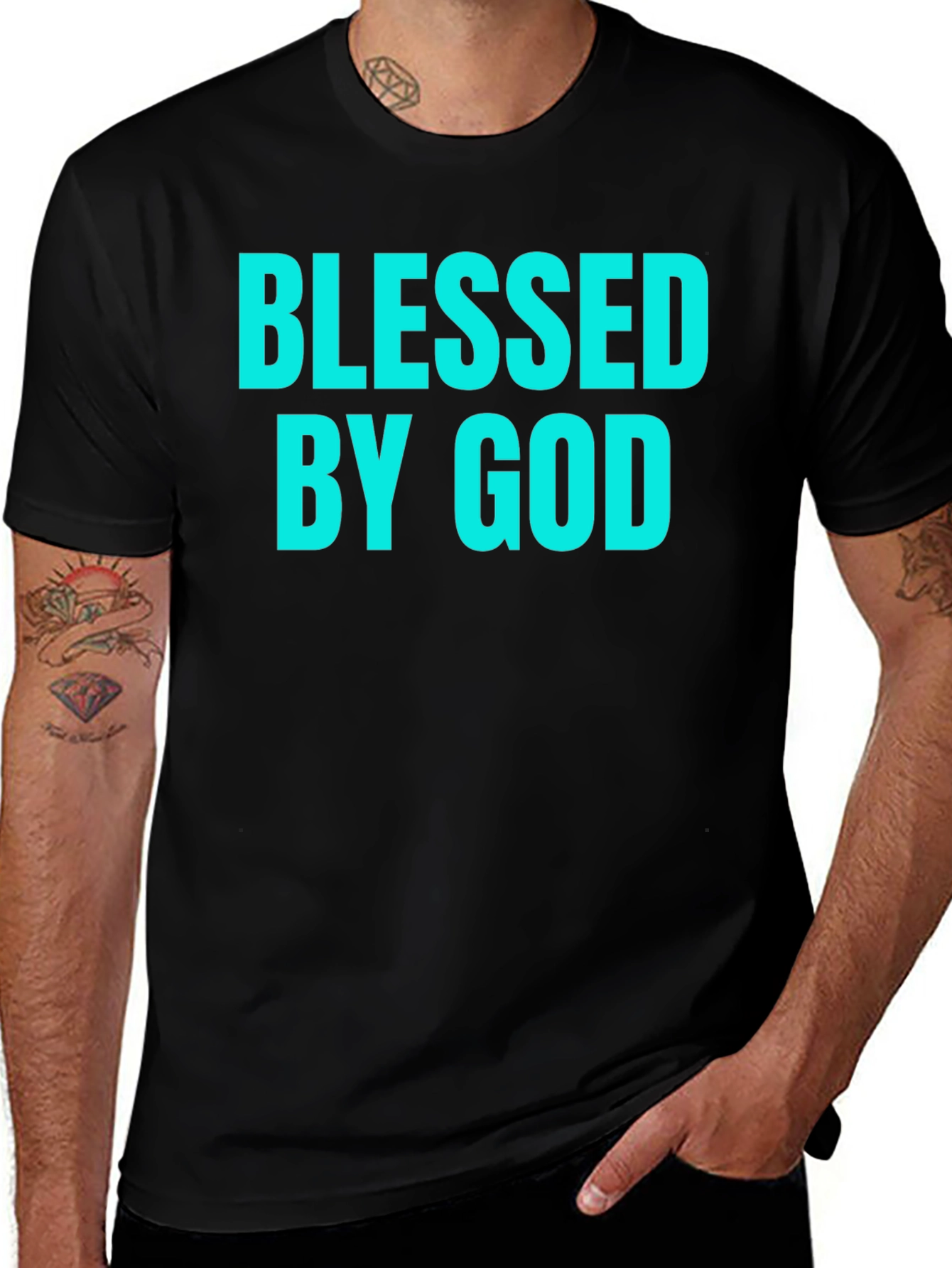 Variant 7 of Blessed by God Black Graphic Tee