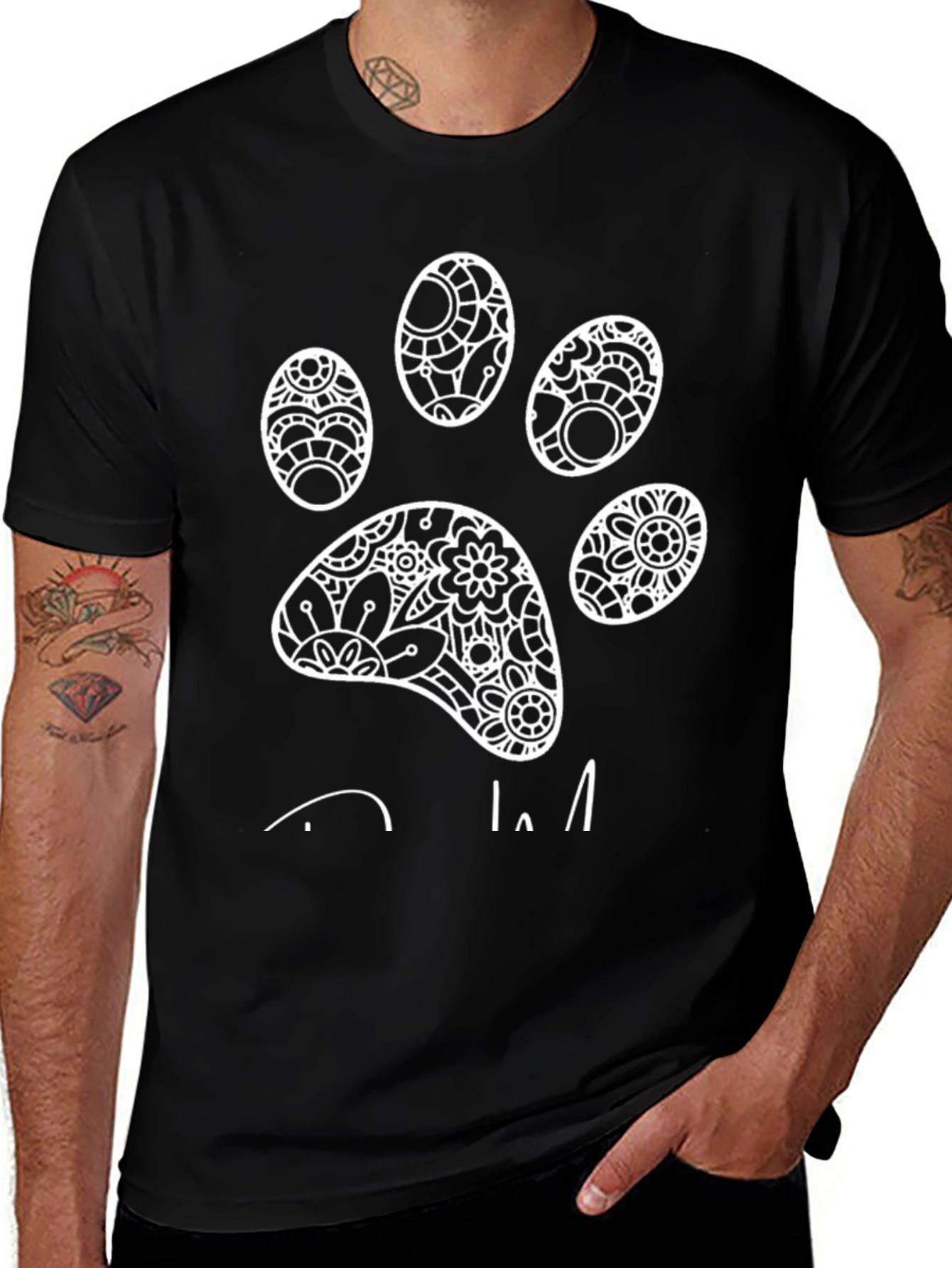 Variant 20 of Paw Print Graphic Tee - Men's Black T-Shirt