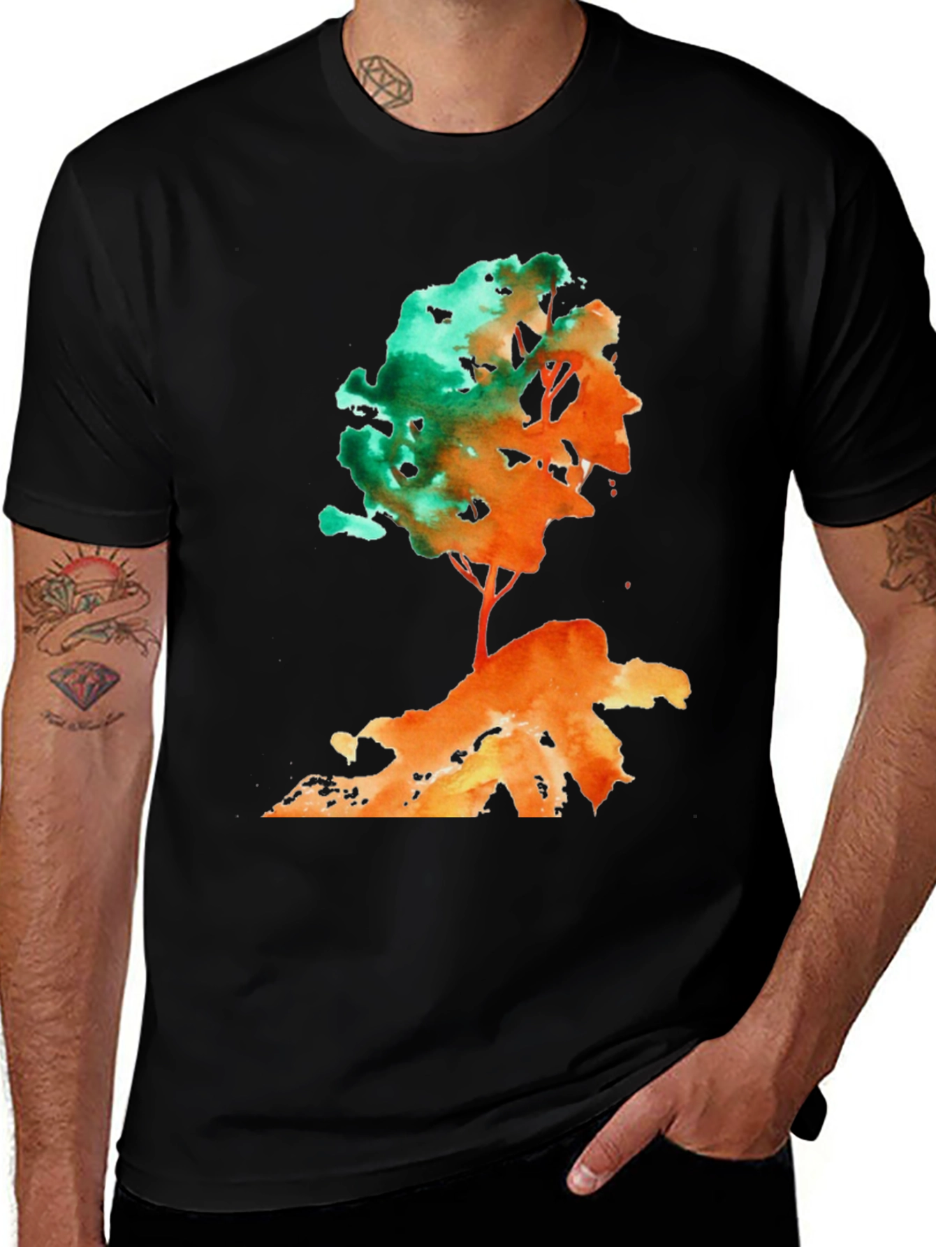 Variant 24 of Watercolor Tree Graphic T-Shirt