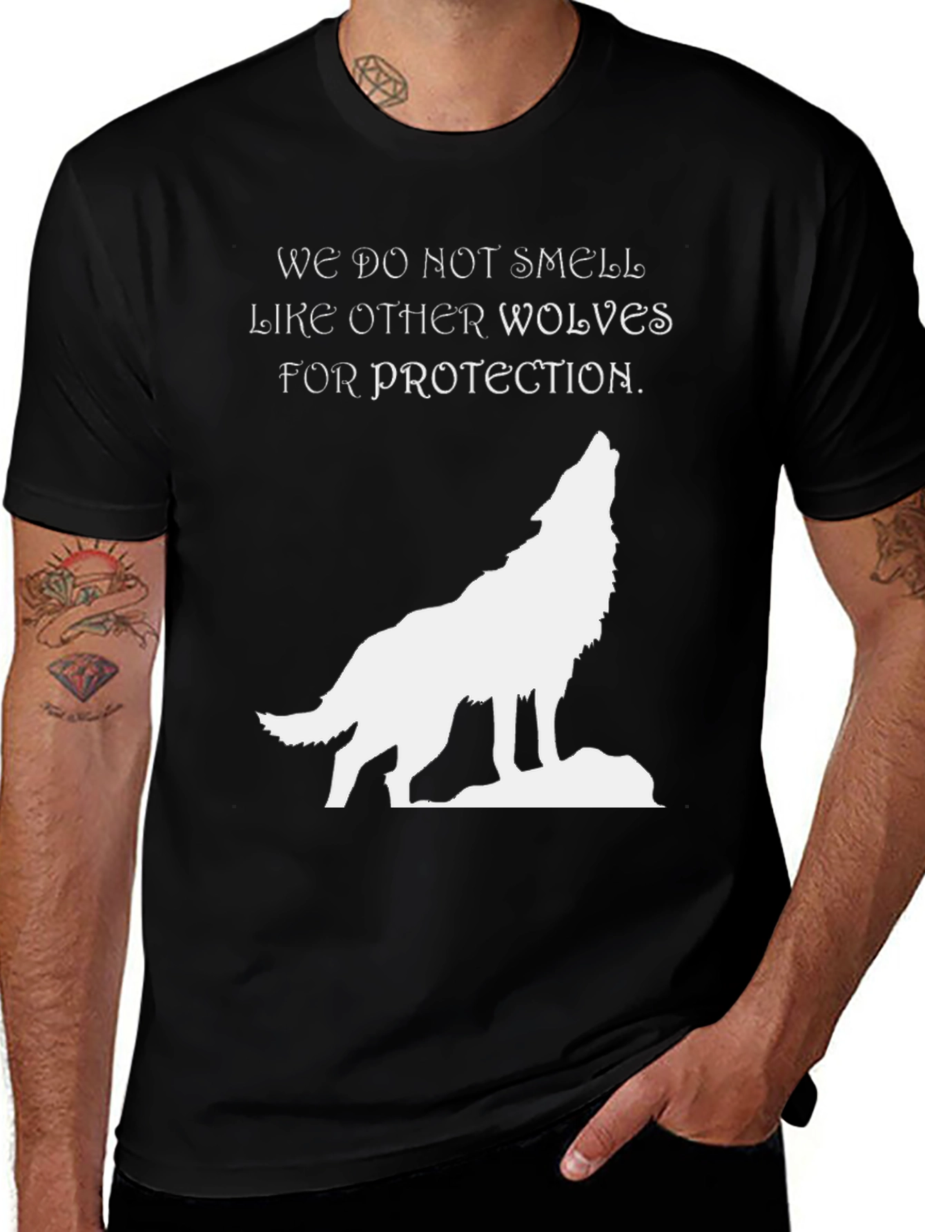 Variant 17 of Wolf Graphic T-Shirt - 'We Do Not Smell' Black Tee