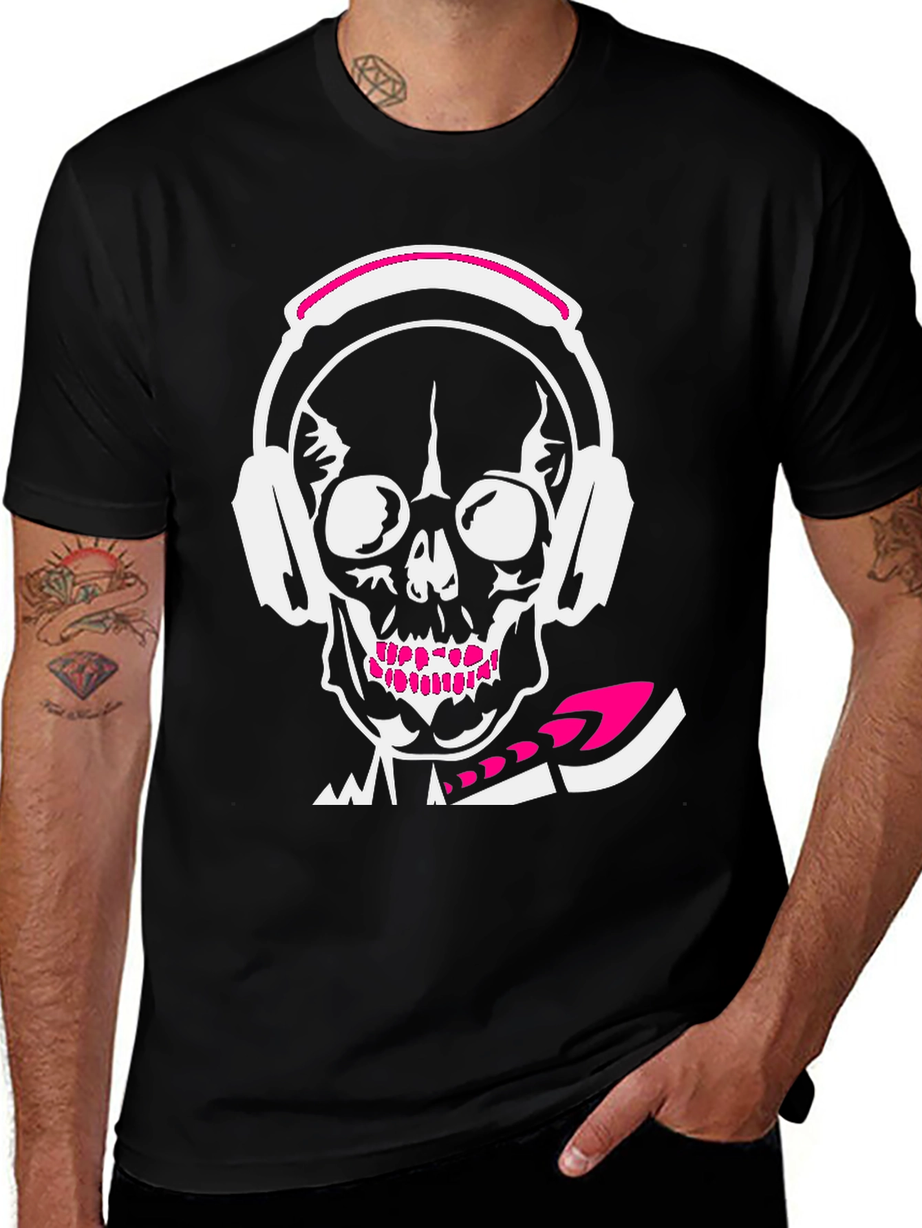 Variant 14 of Skull DJ T-Shirt - Graphic Tee for Music Lovers
