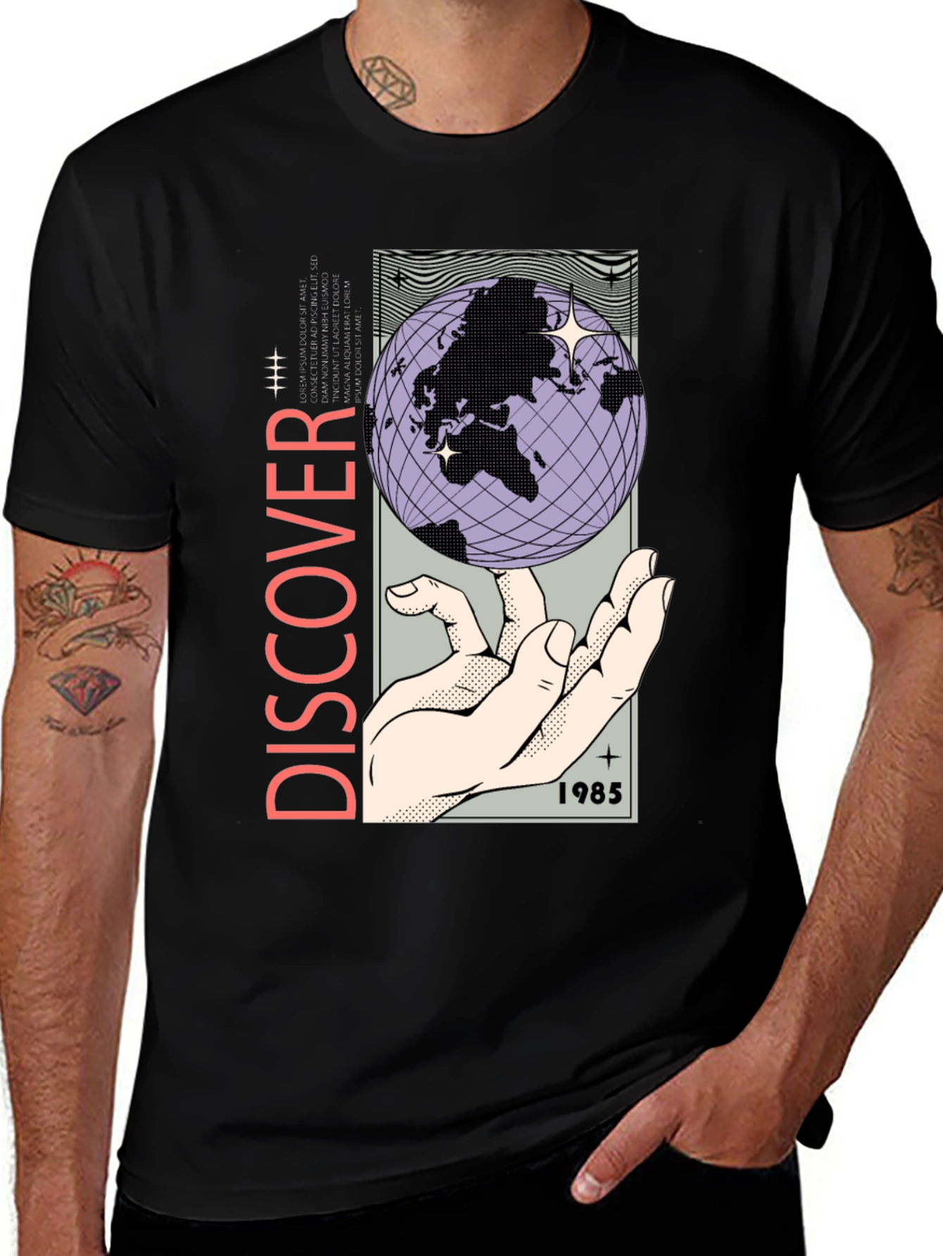 Variant 17 of Discover 1985 Graphic Print Black T-Shirt