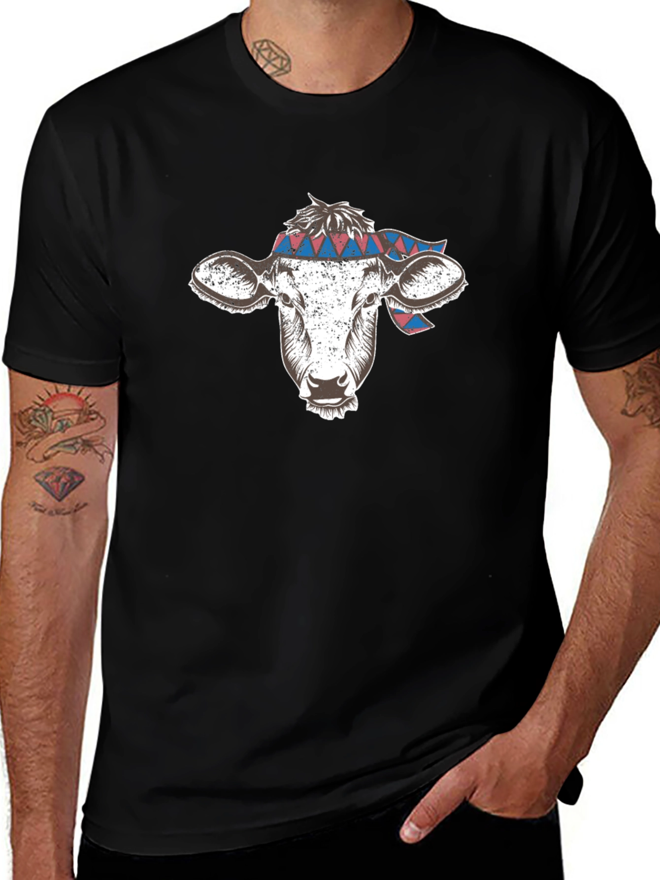Variant 10 of Cow Head Graphic Tee - Quirky Animal Print T-Shirt