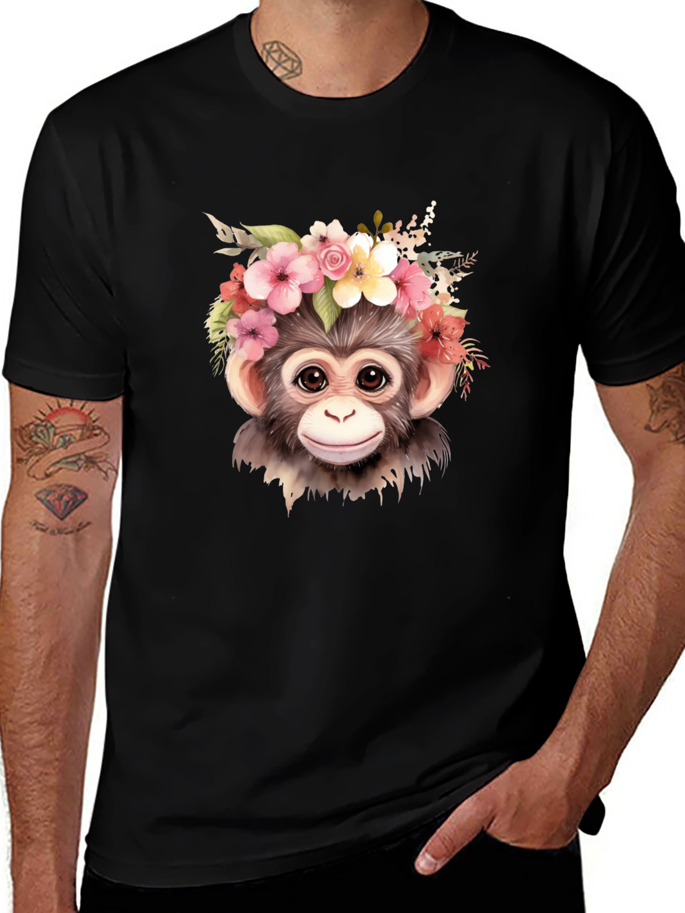 Variant 7 of Monkey Flower Crown Black T-Shirt