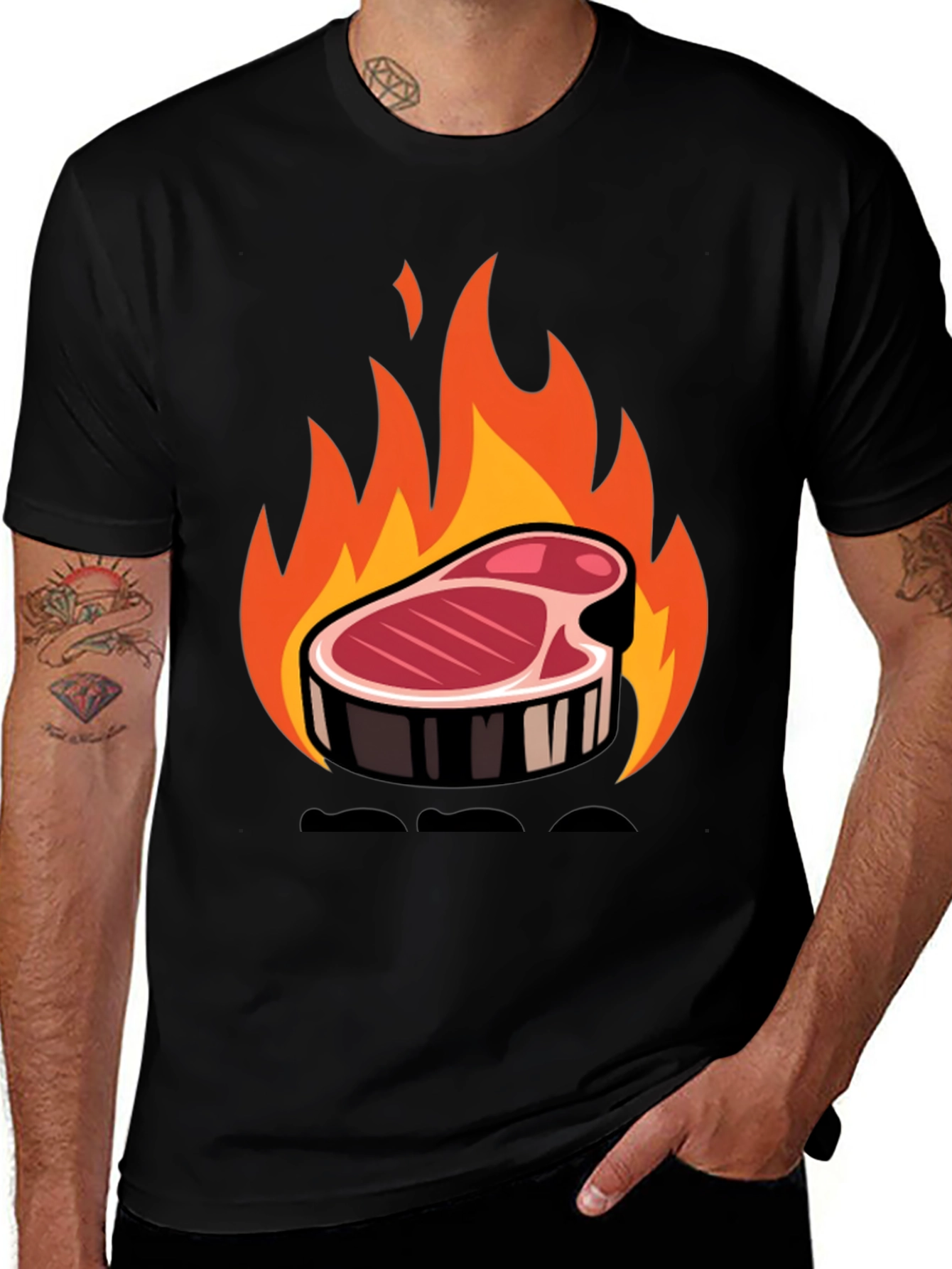 Variant 22 of Steak on Fire Graphic Tee - BBQ Lover's T-Shirt