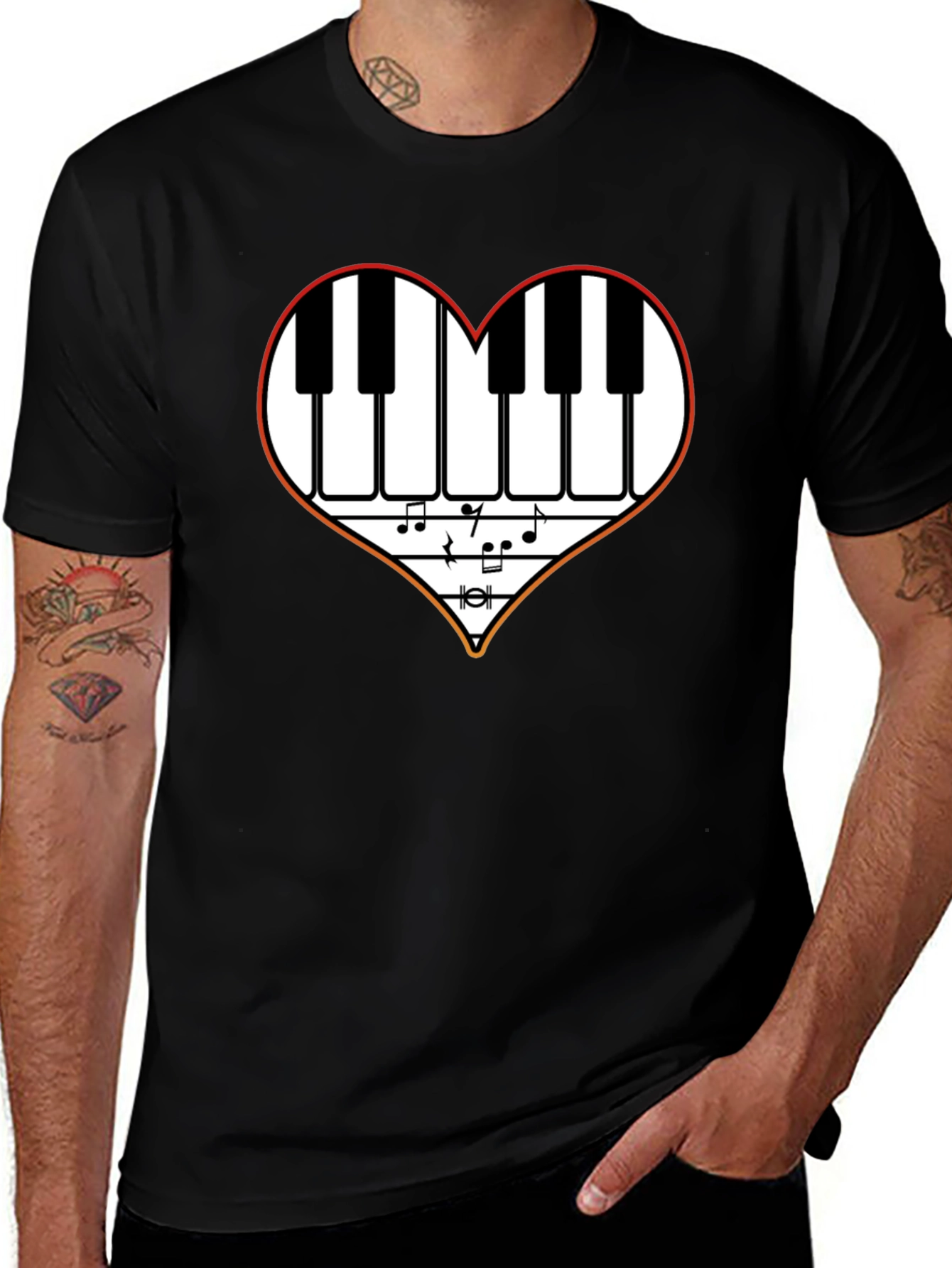 Variant 22 of Musical Heart T-Shirt - Piano Keys & Notes