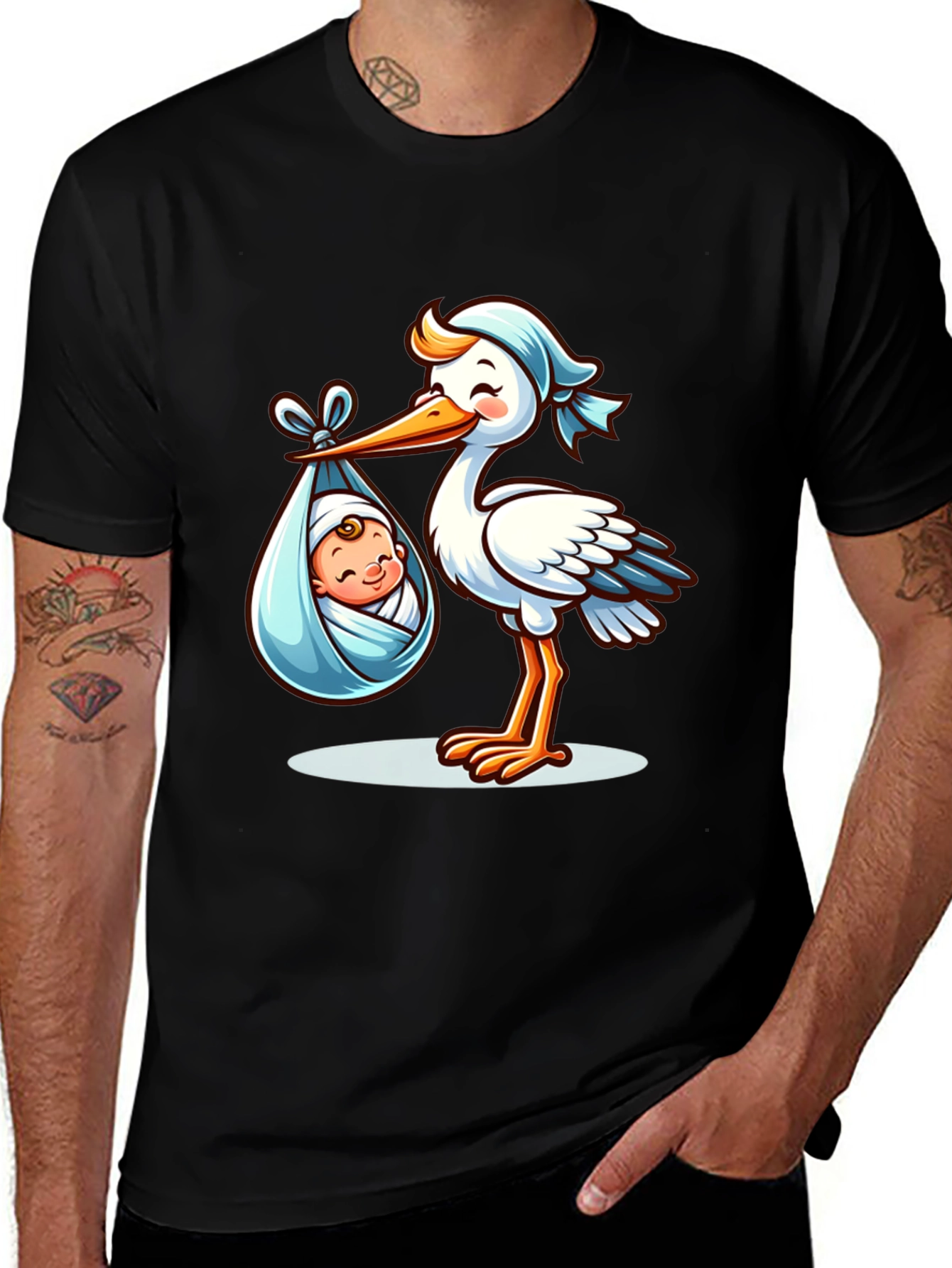 Variant 23 of Stork Baby Delivery Graphic Tee - Unisex