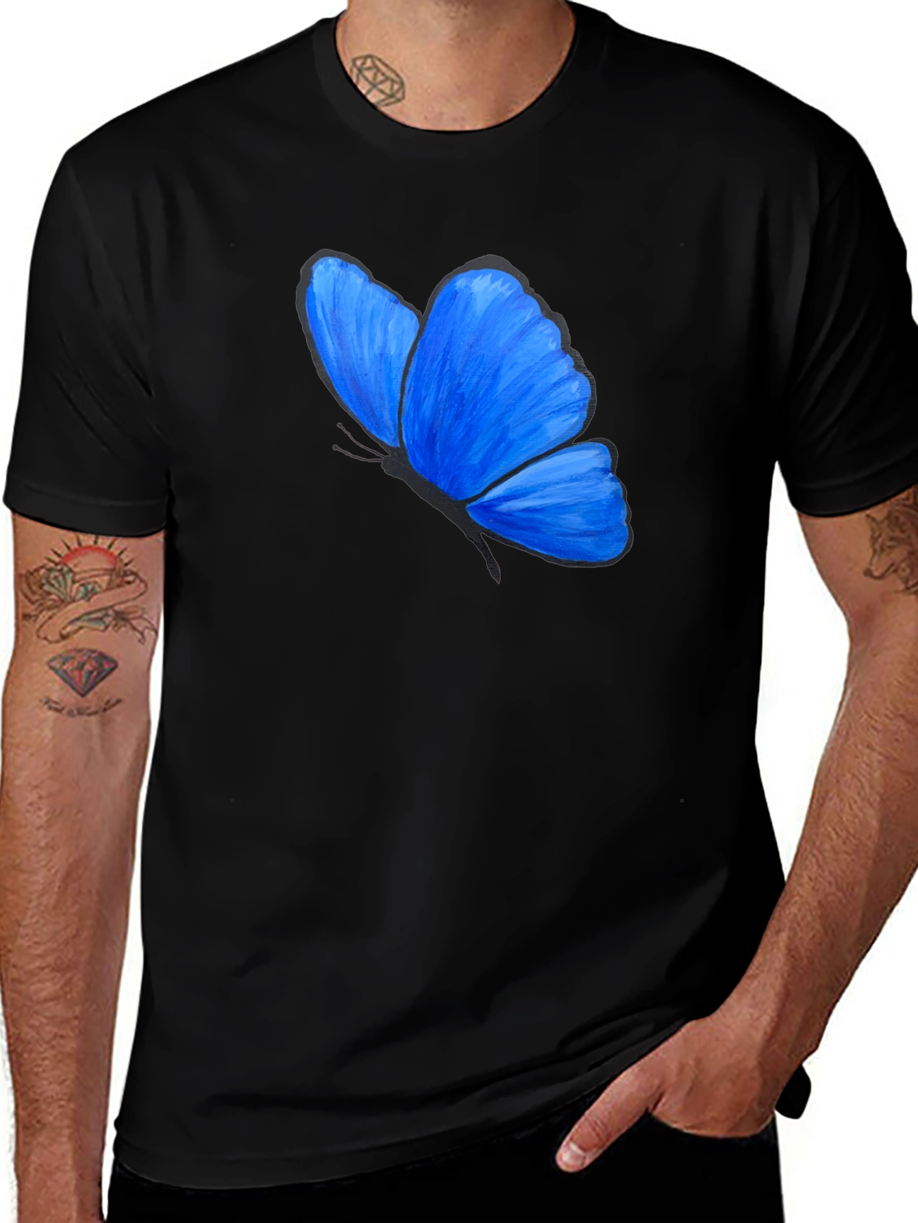 Variant 7 of Blue Butterfly Graphic T-Shirt - Unisex