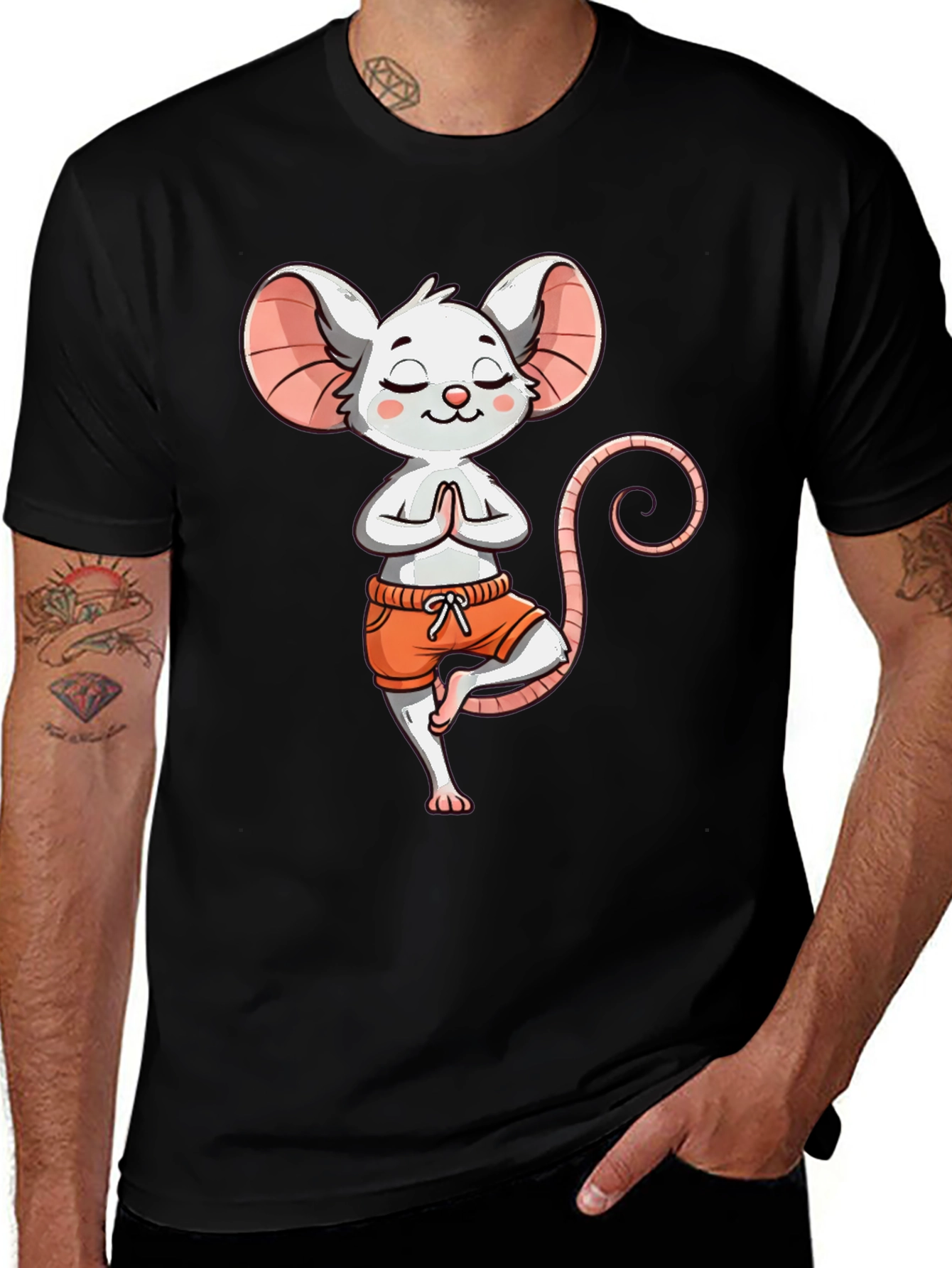 Variant 2 of Yoga Mouse T-Shirt - Meditative Graphic Tee