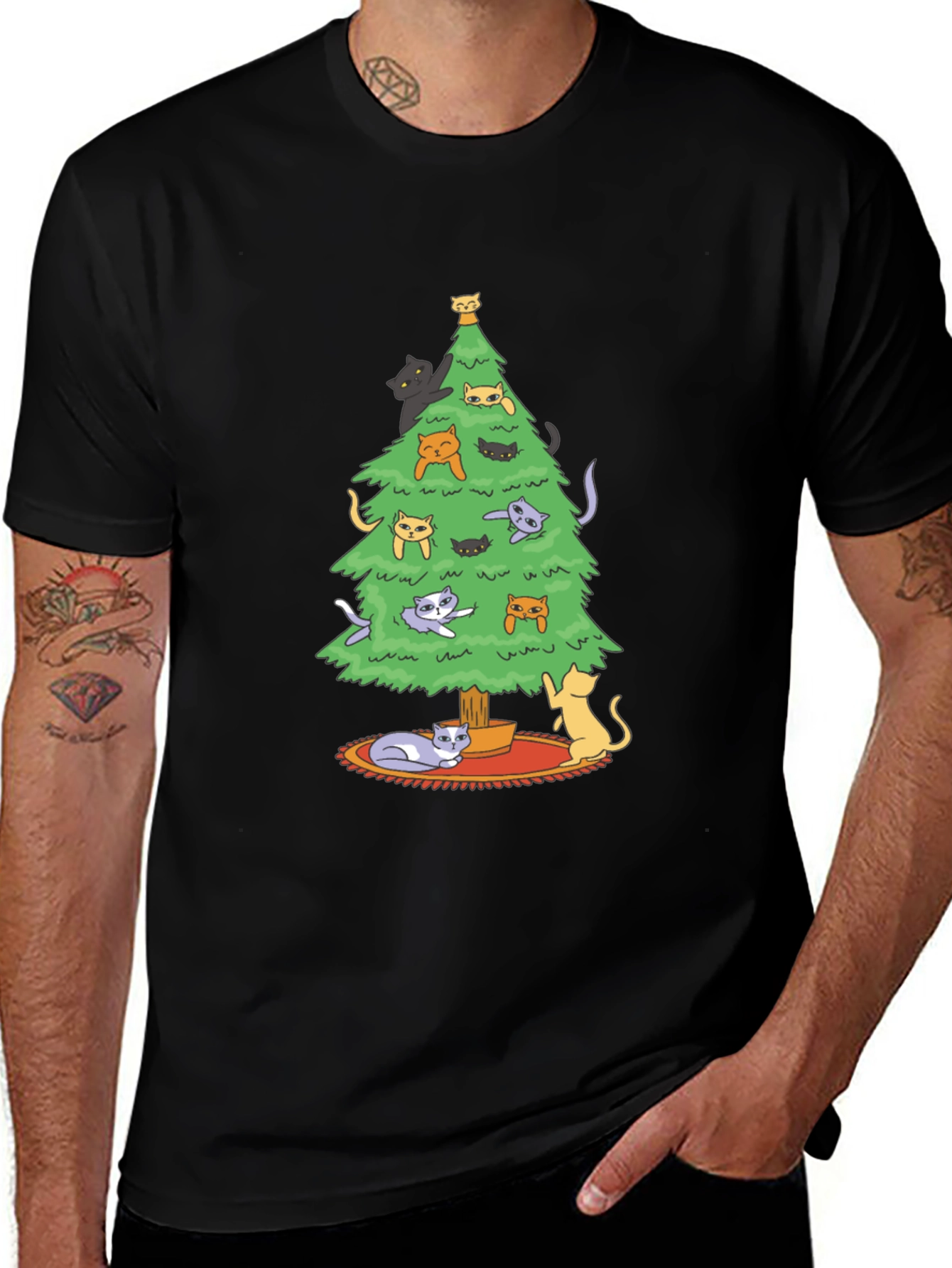 Variant 8 of Cat Christmas Tree Graphic Tee