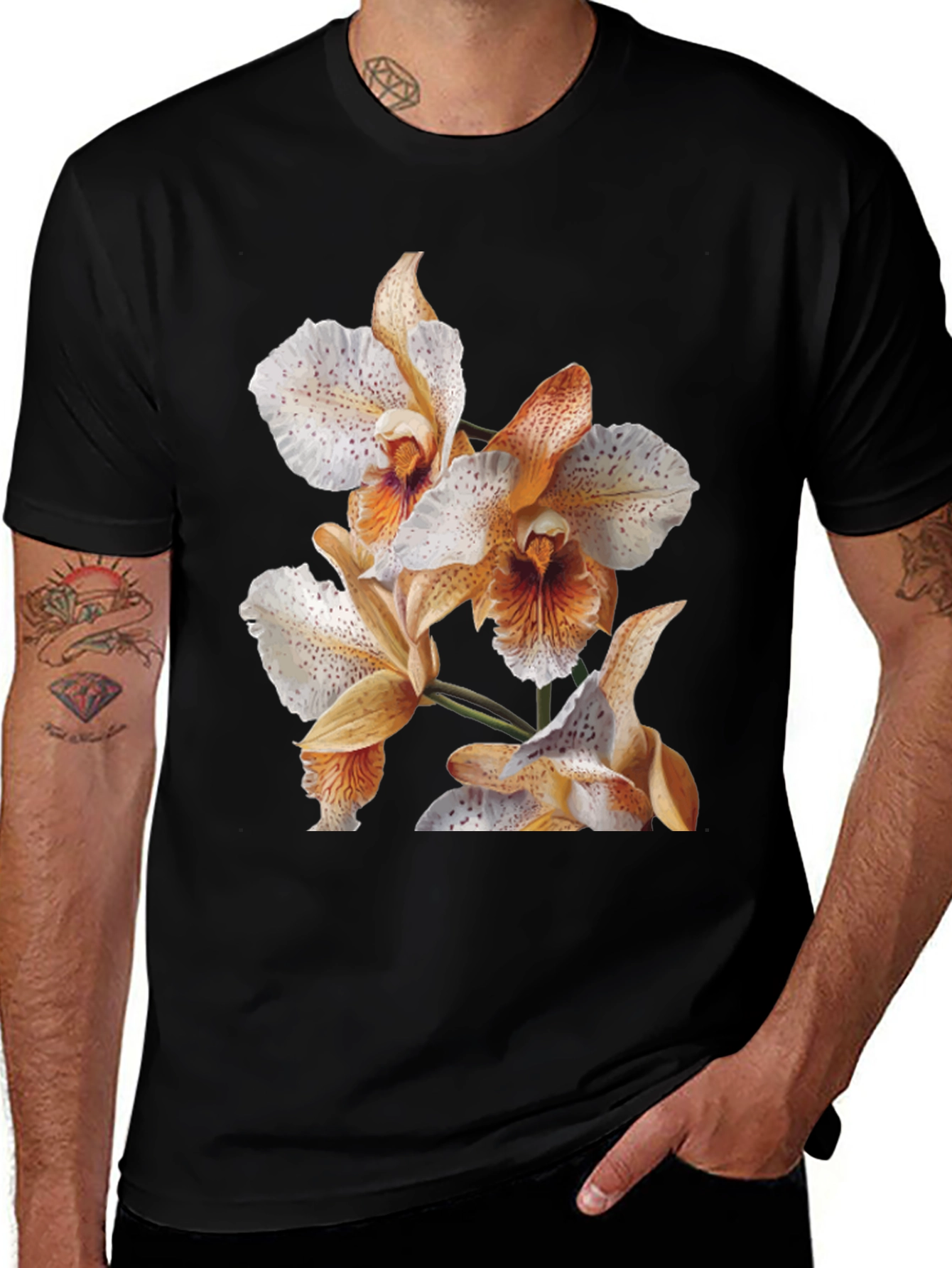 Variant 22 of Floral Orchid Graphic T-Shirt - Classic Black