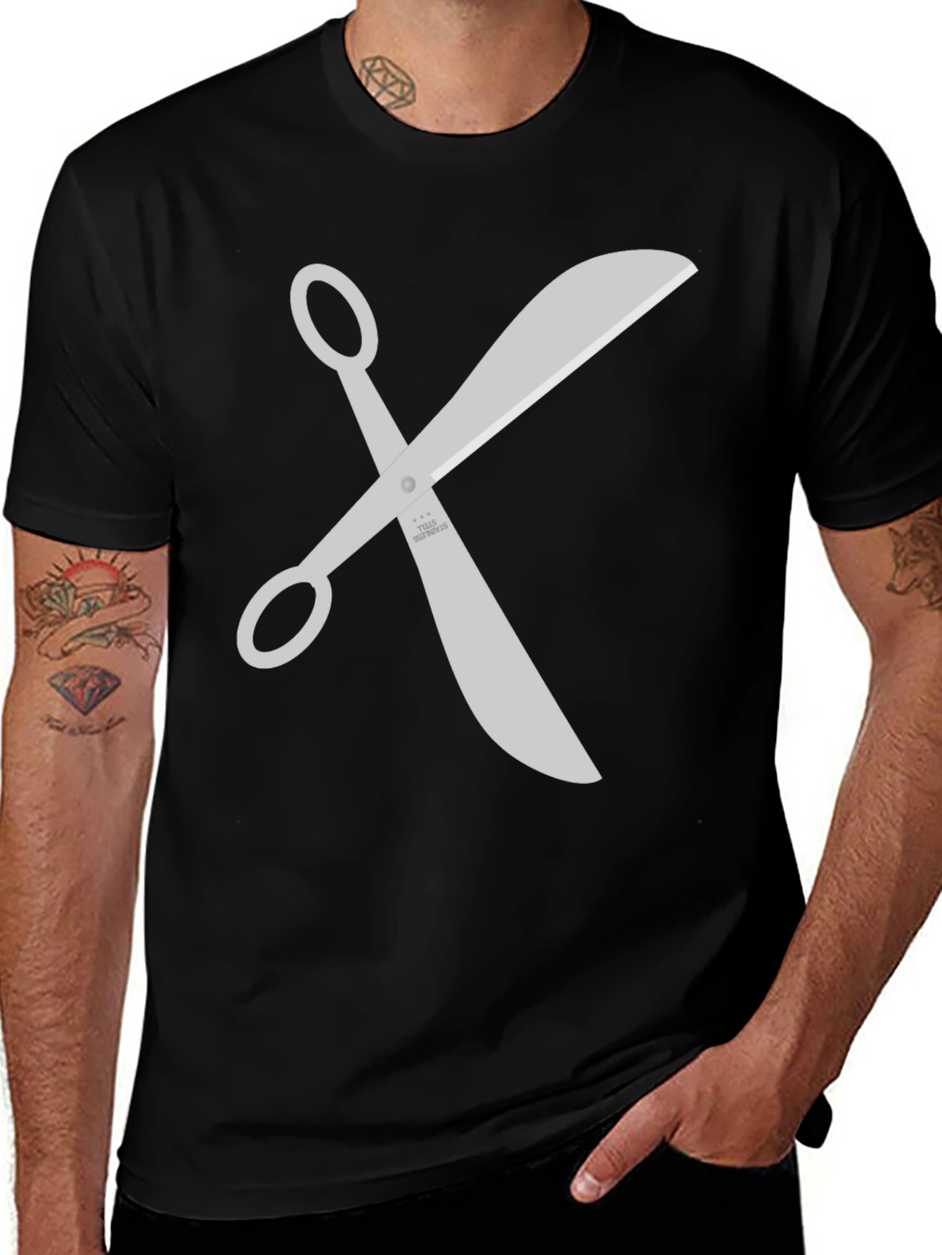 Variant 25 of Scissors Graphic Black T-Shirt