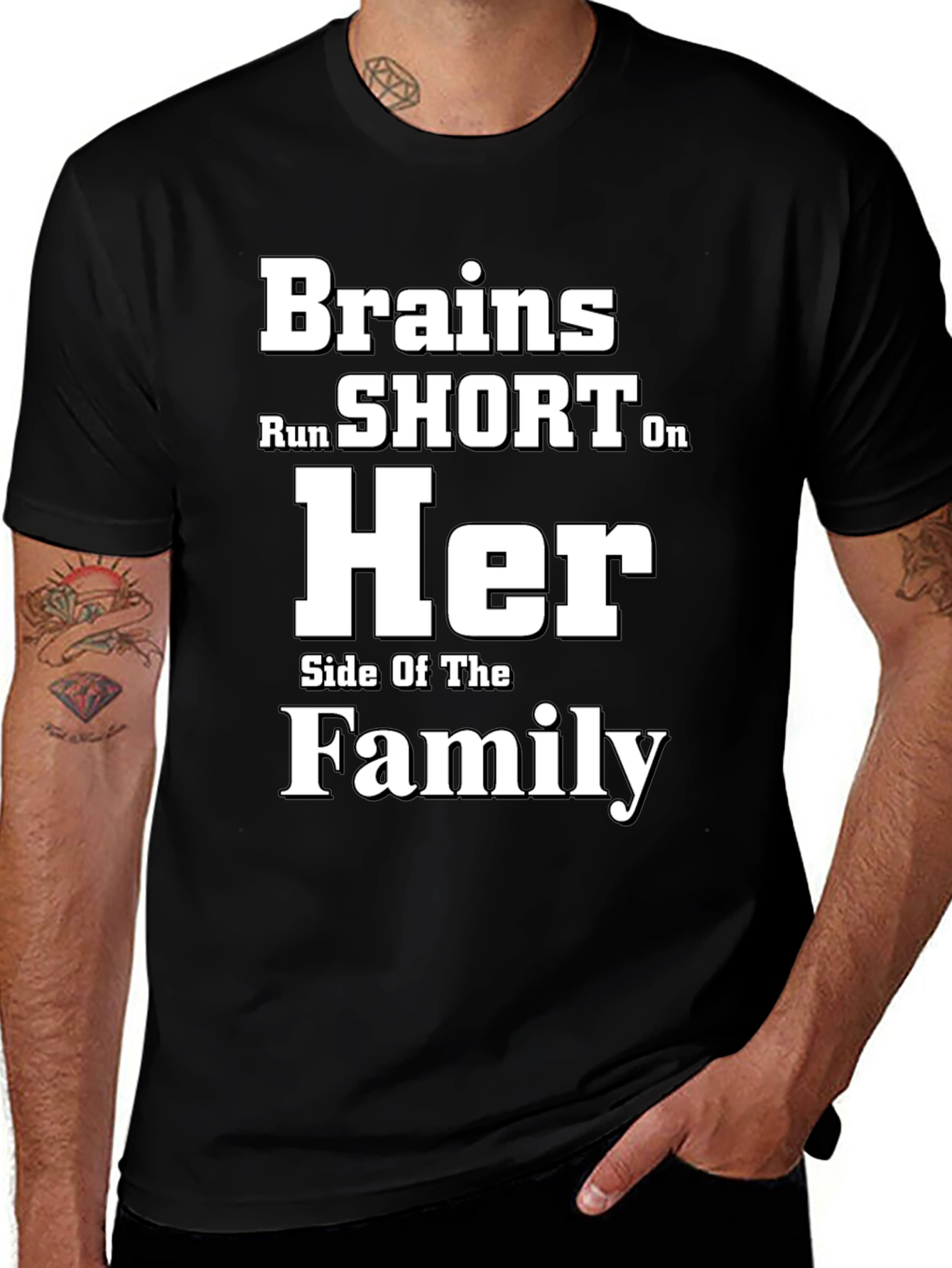Variant 21 of Humorous Brains Short Family Side T-Shirt