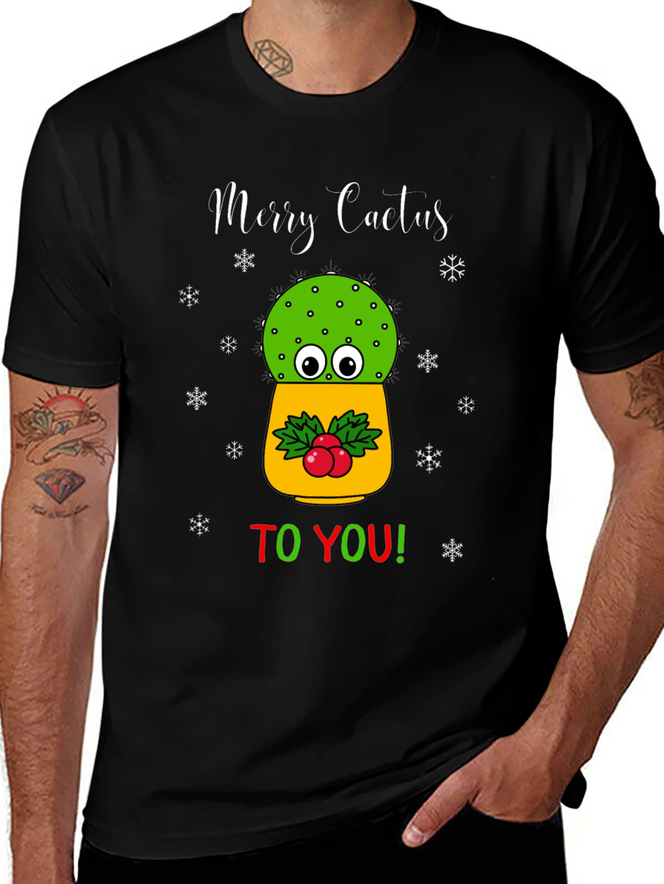 Merry Cactus T-Shirt - Holiday Humor Tee
