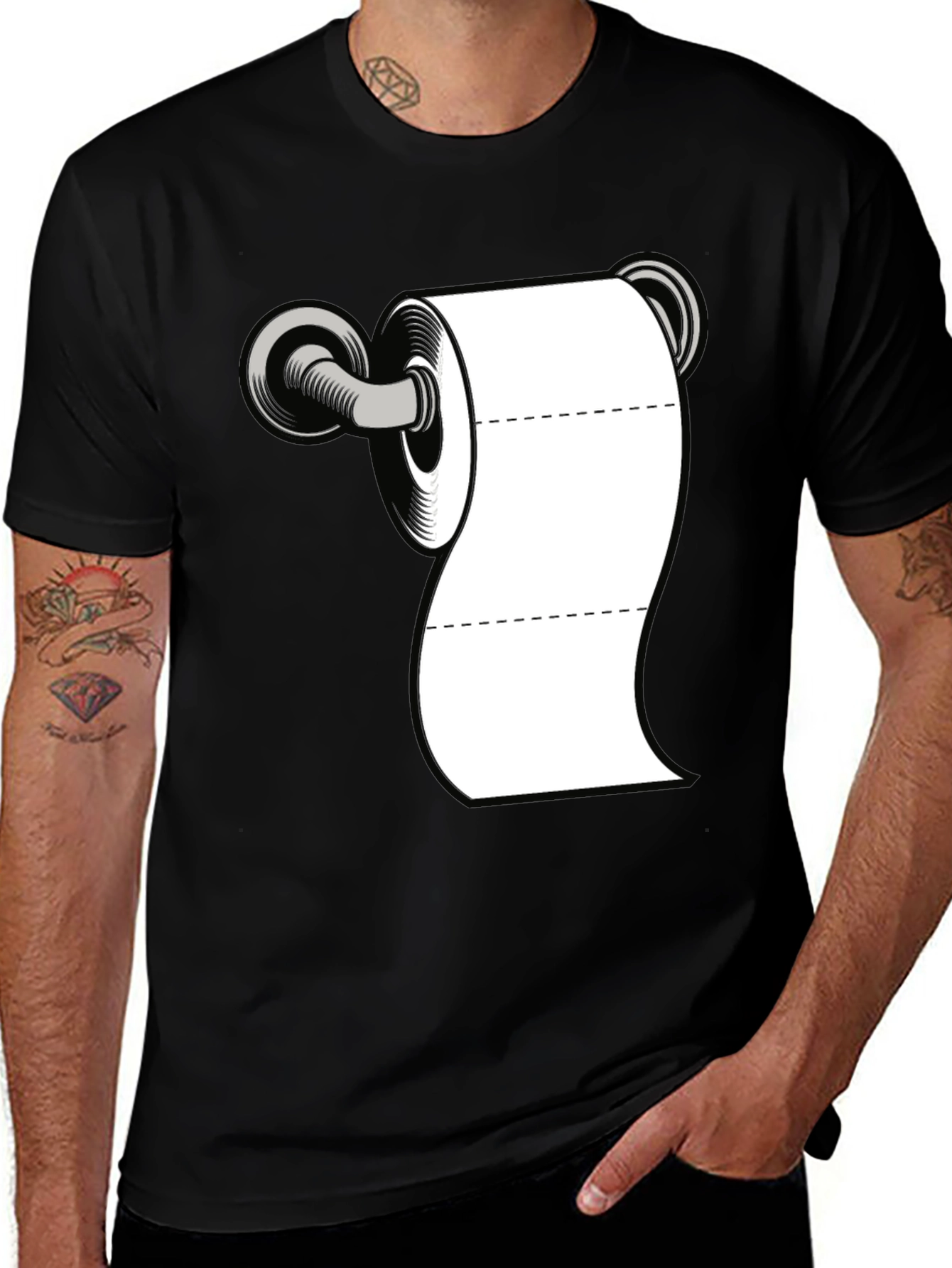 Variant 25 of Toilet Paper Humor Tee - Black Cotton Blend Shirt