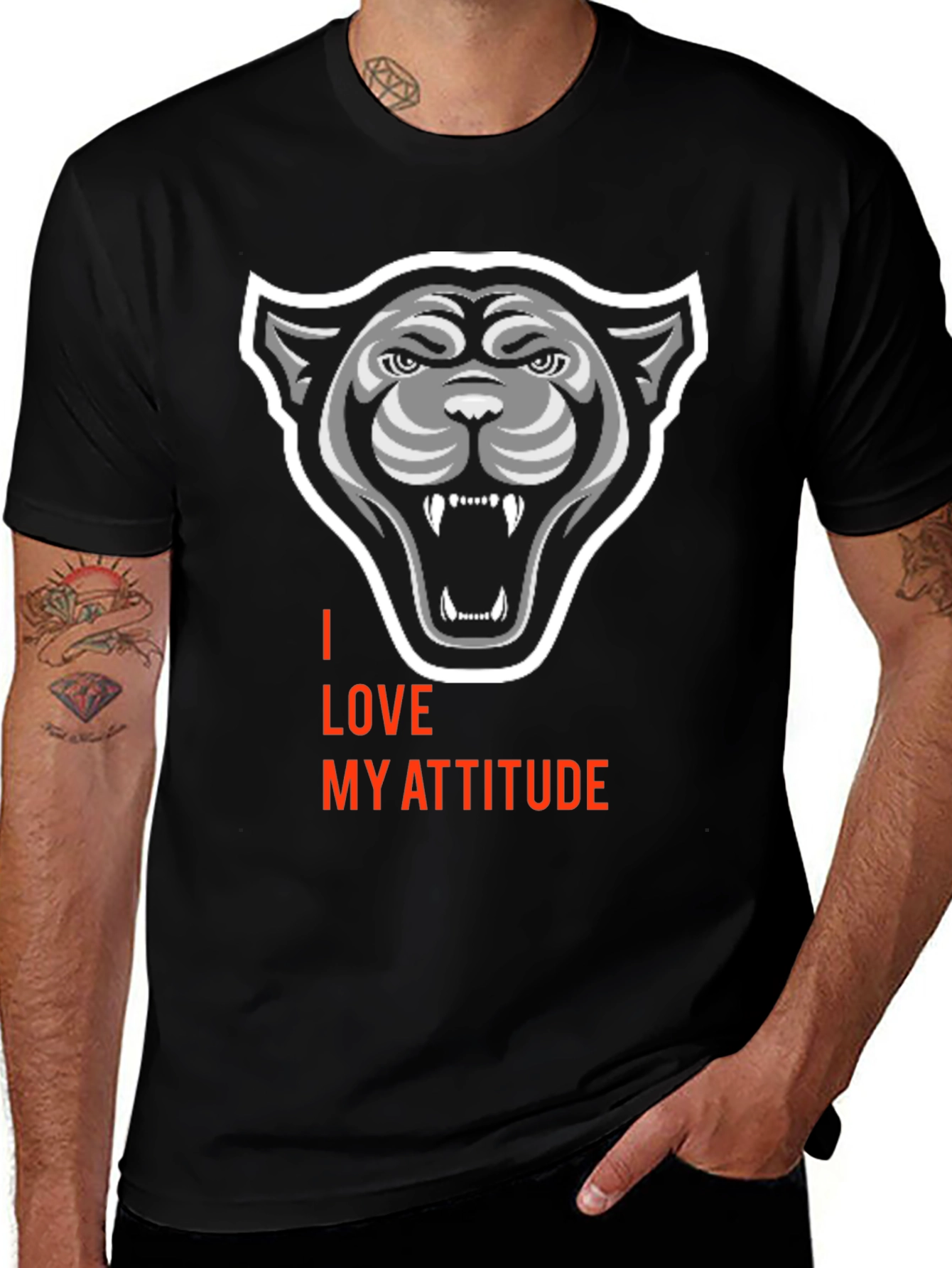 Variant 25 of I Love My Attitude Black Graphic Tee