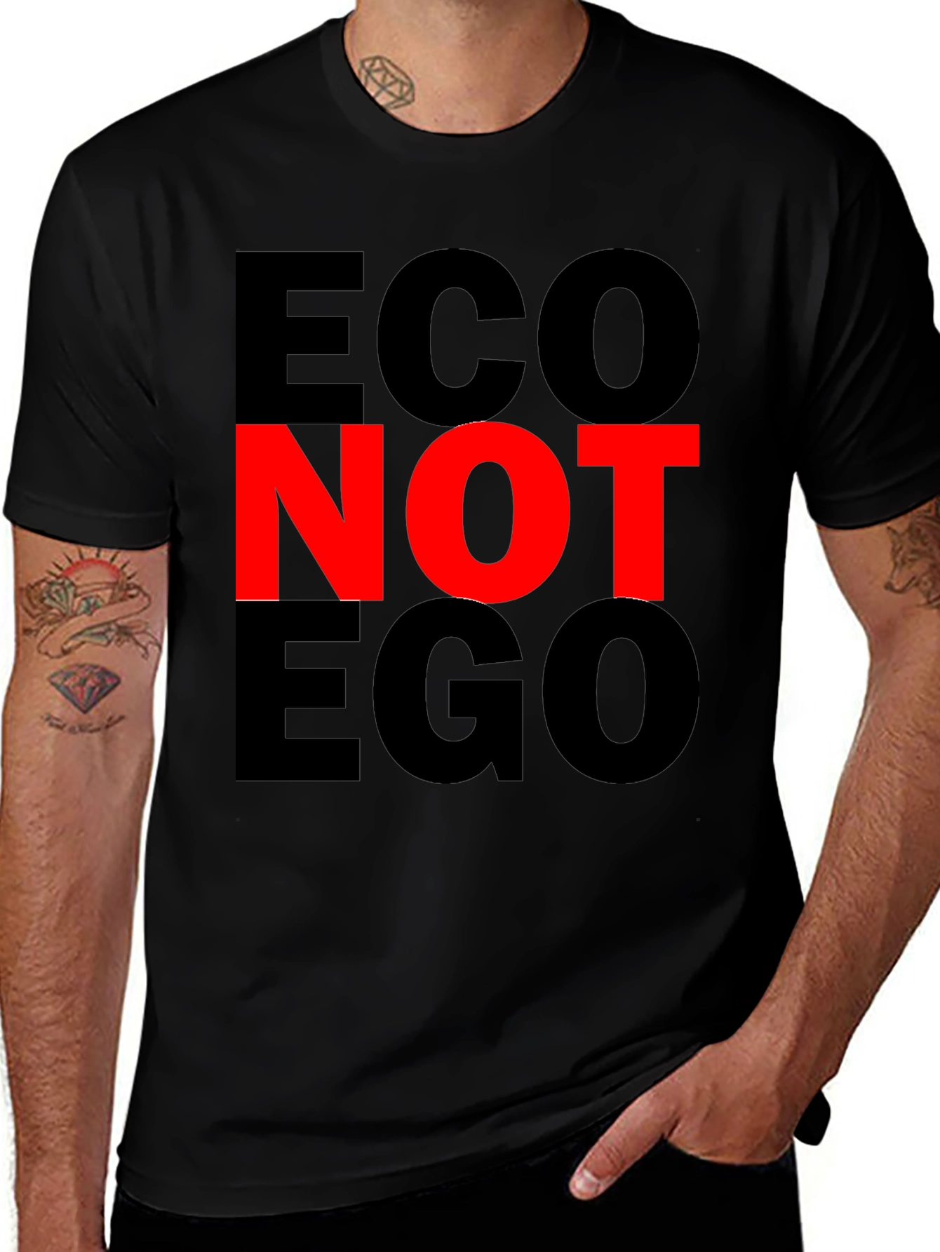 Eco Not Ego Graphic Tee - Black