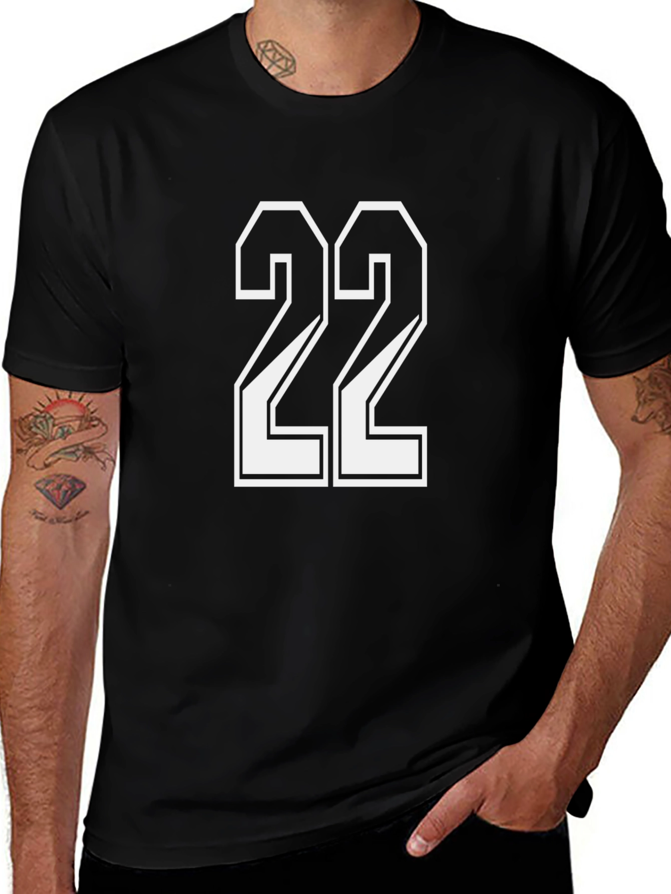 Number 22 Graphic Tee - Stylish Black Cotton T-Shirt