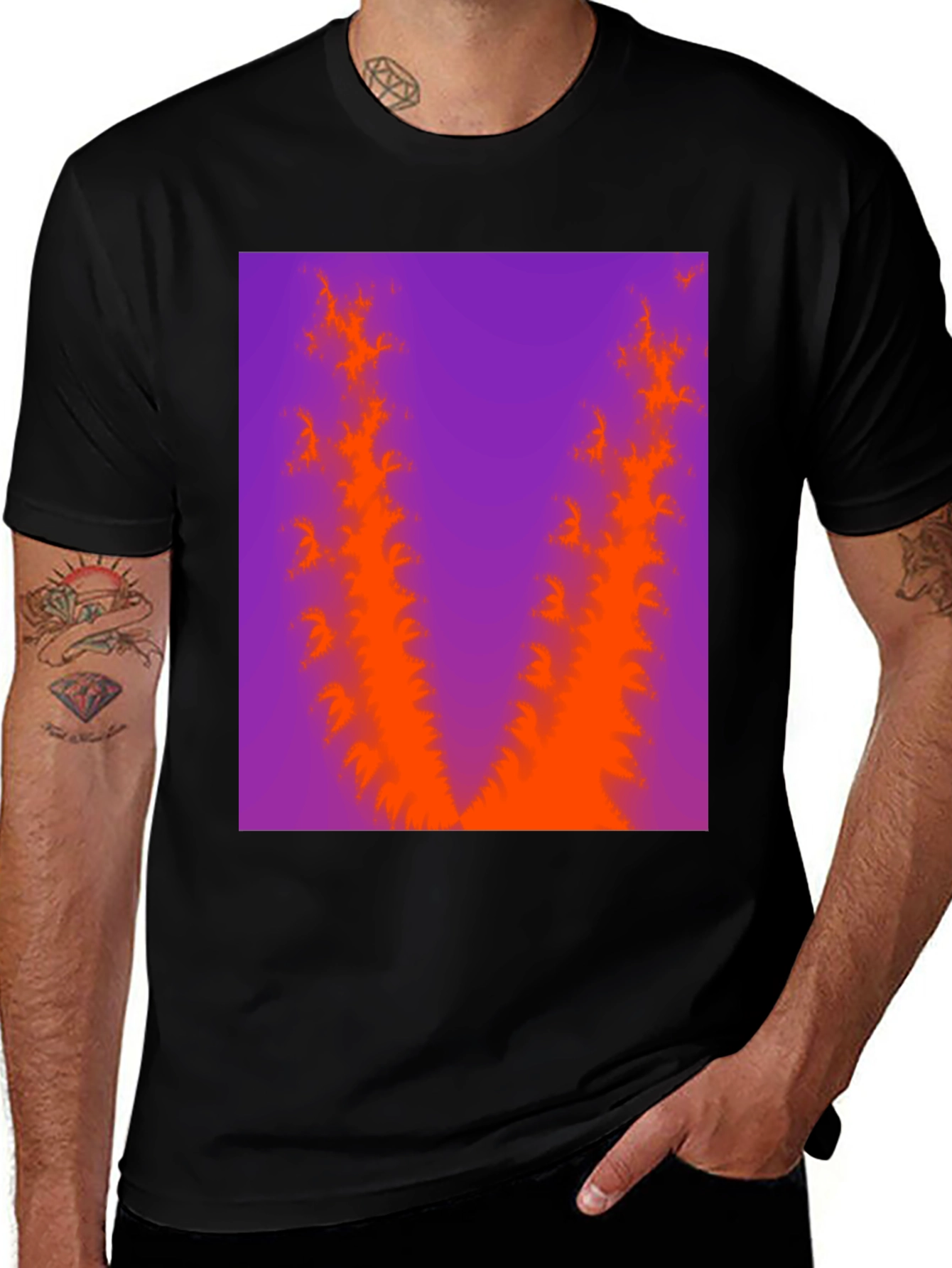 Variant 16 of Fractal Orange on Purple T-Shirt