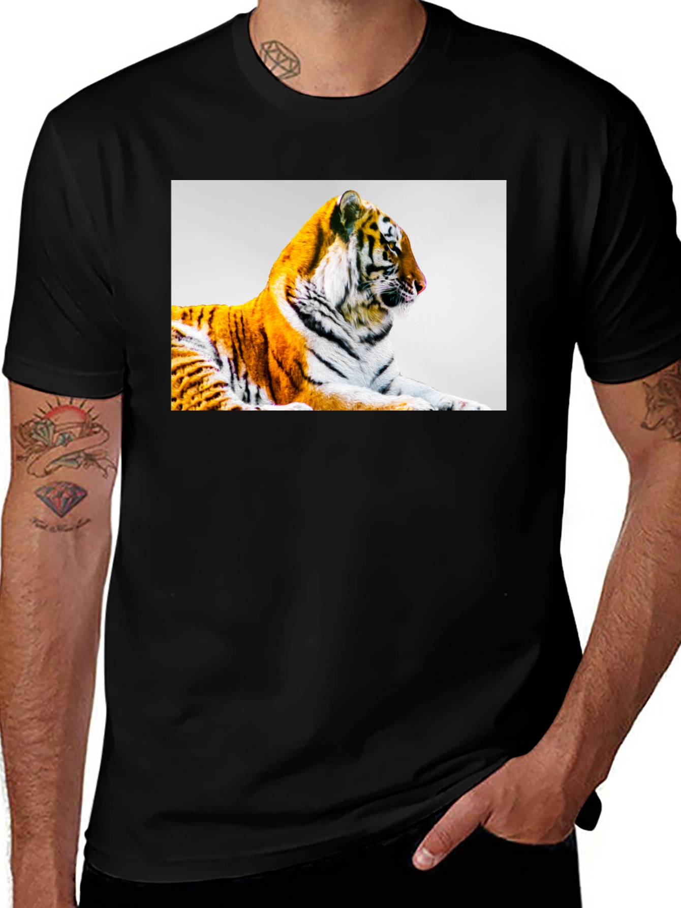 Variant 21 of Tiger Graphic Print Black T-Shirt