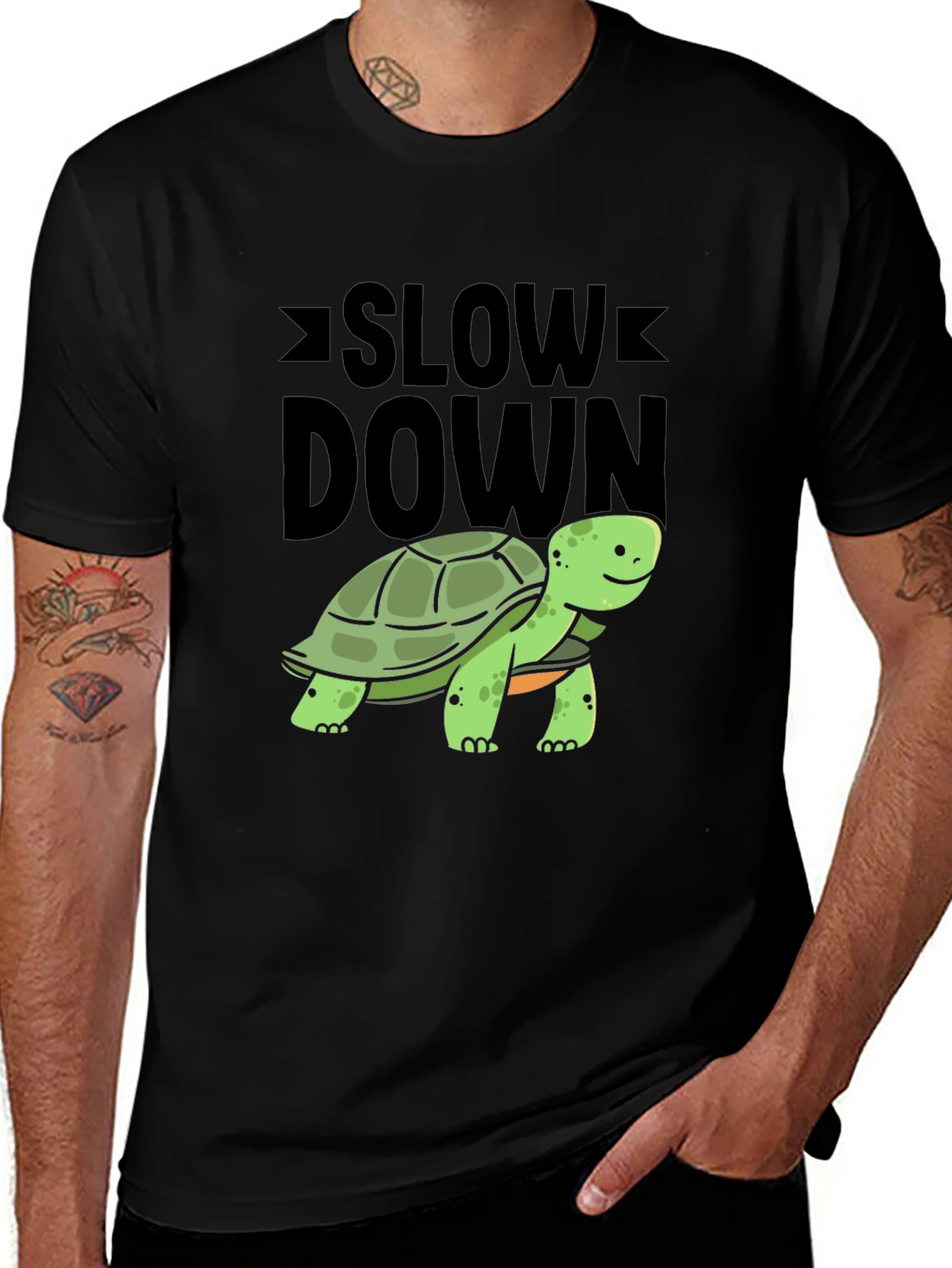 Variant 19 of Slow Down Turtle Graphic Tee - Relaxed Fit