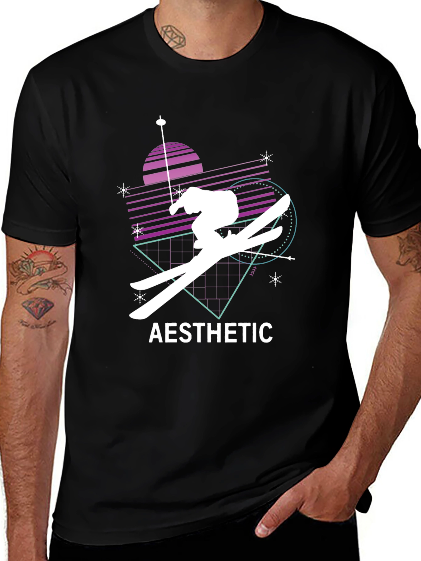 Variant 28 of Aesthetic Skiing Graphic Tee - Black