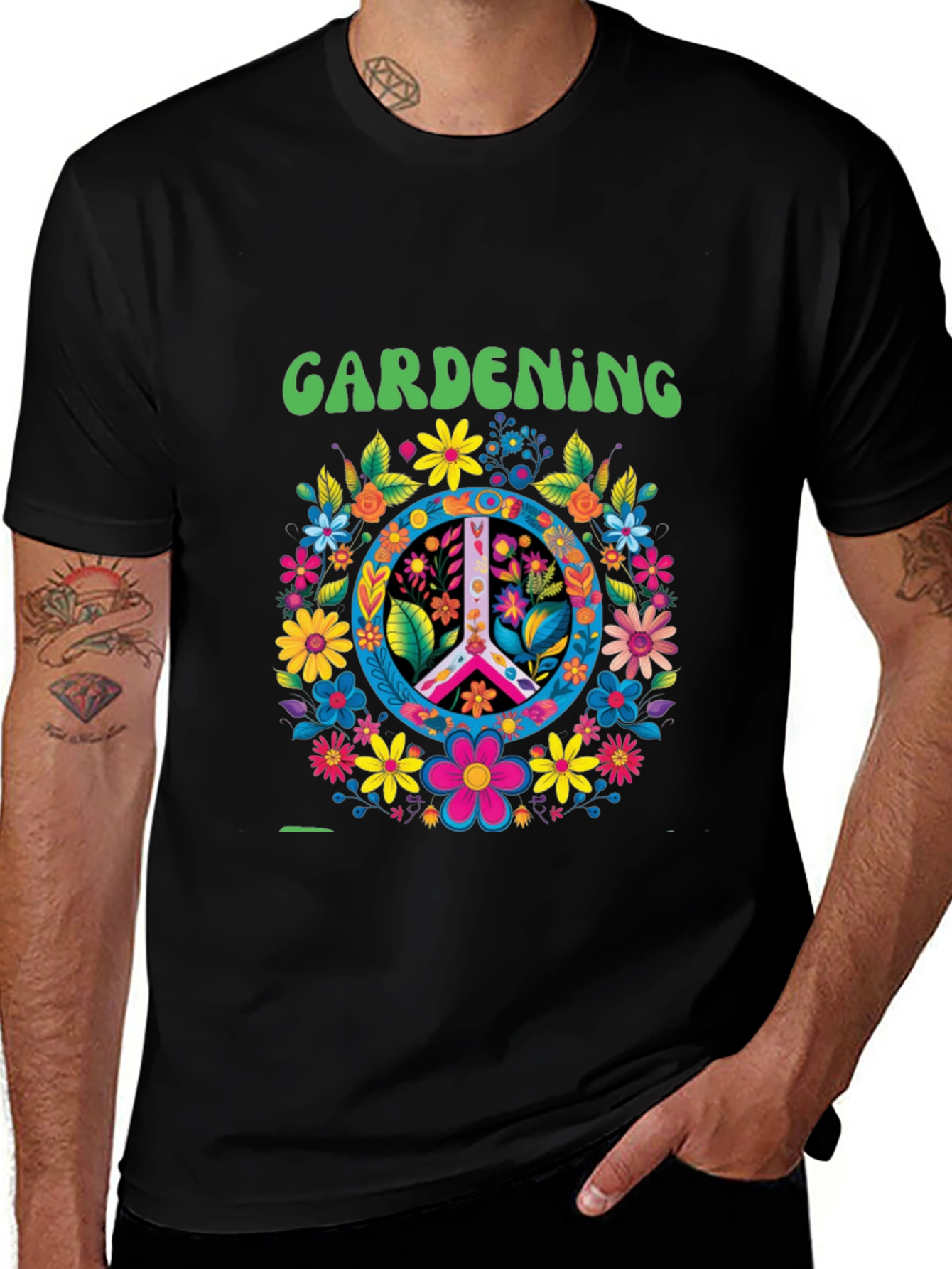 Variant 29 of Gardening Peace Sign Floral T-Shirt