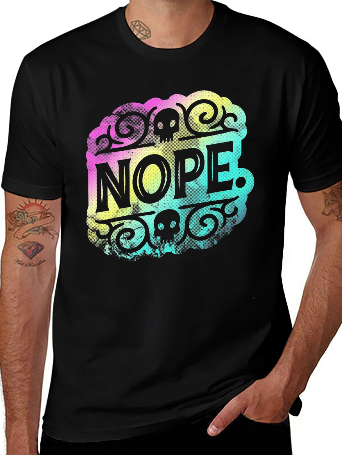 Variant 13 of Nope Graphic Tee - Skull Accent - Soft Black T-Shirt