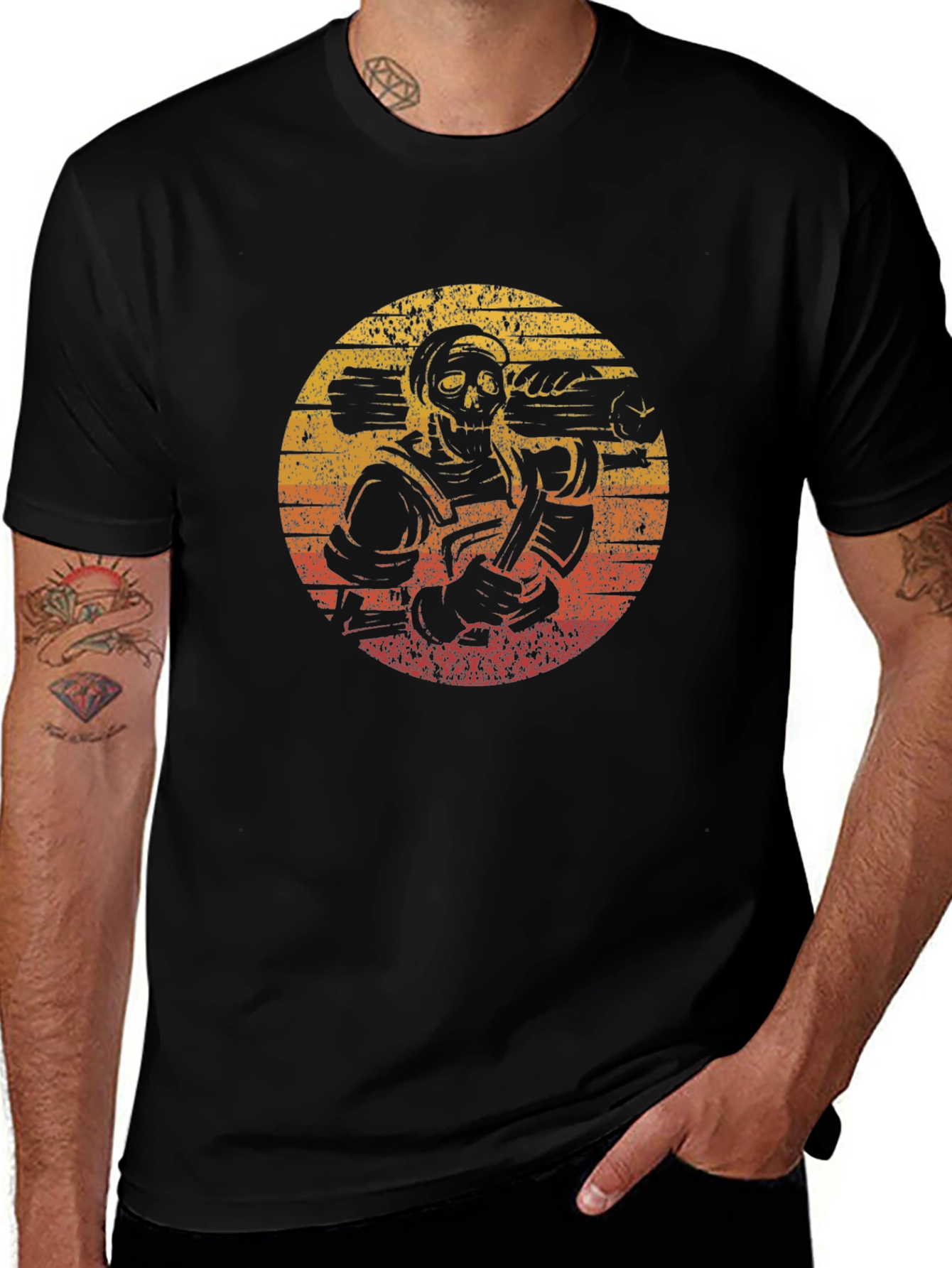 Variant 7 of Retro Skeleton Firefighter T-Shirt
