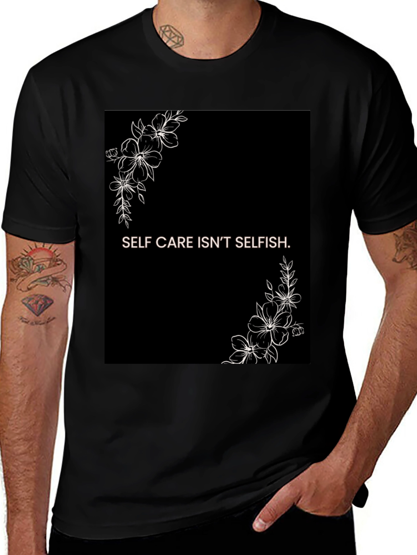 Variant 22 of Self Care Isn't Selfish Black Graphic Tee