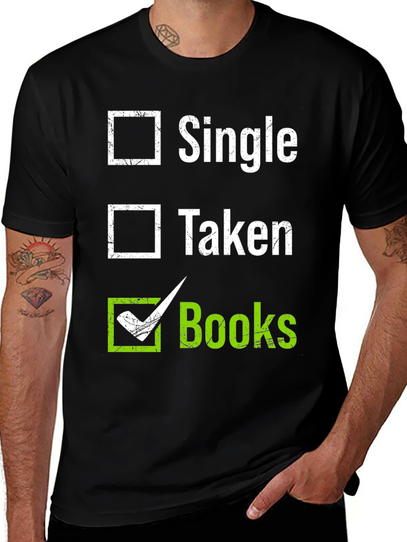 Variant 3 of Books Checkbox T-Shirt: Single, Taken, Books