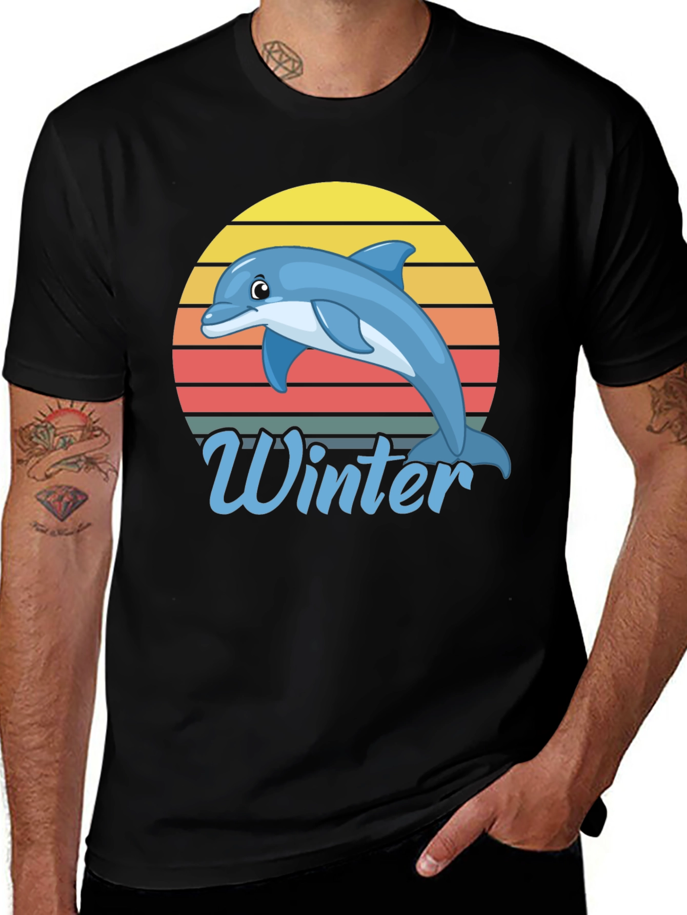 Variant 11 of Retro Dolphin Winter T-Shirt
