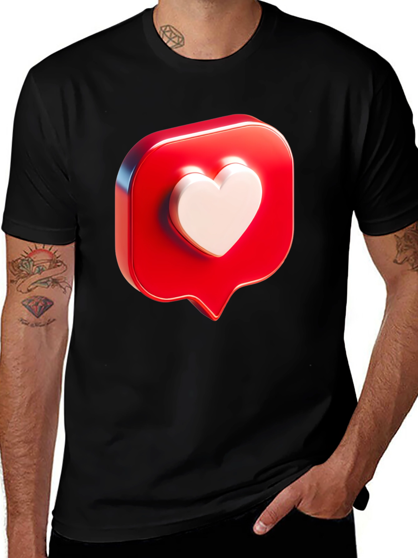 Variant 2 of Heart Like Graphic Black T-Shirt