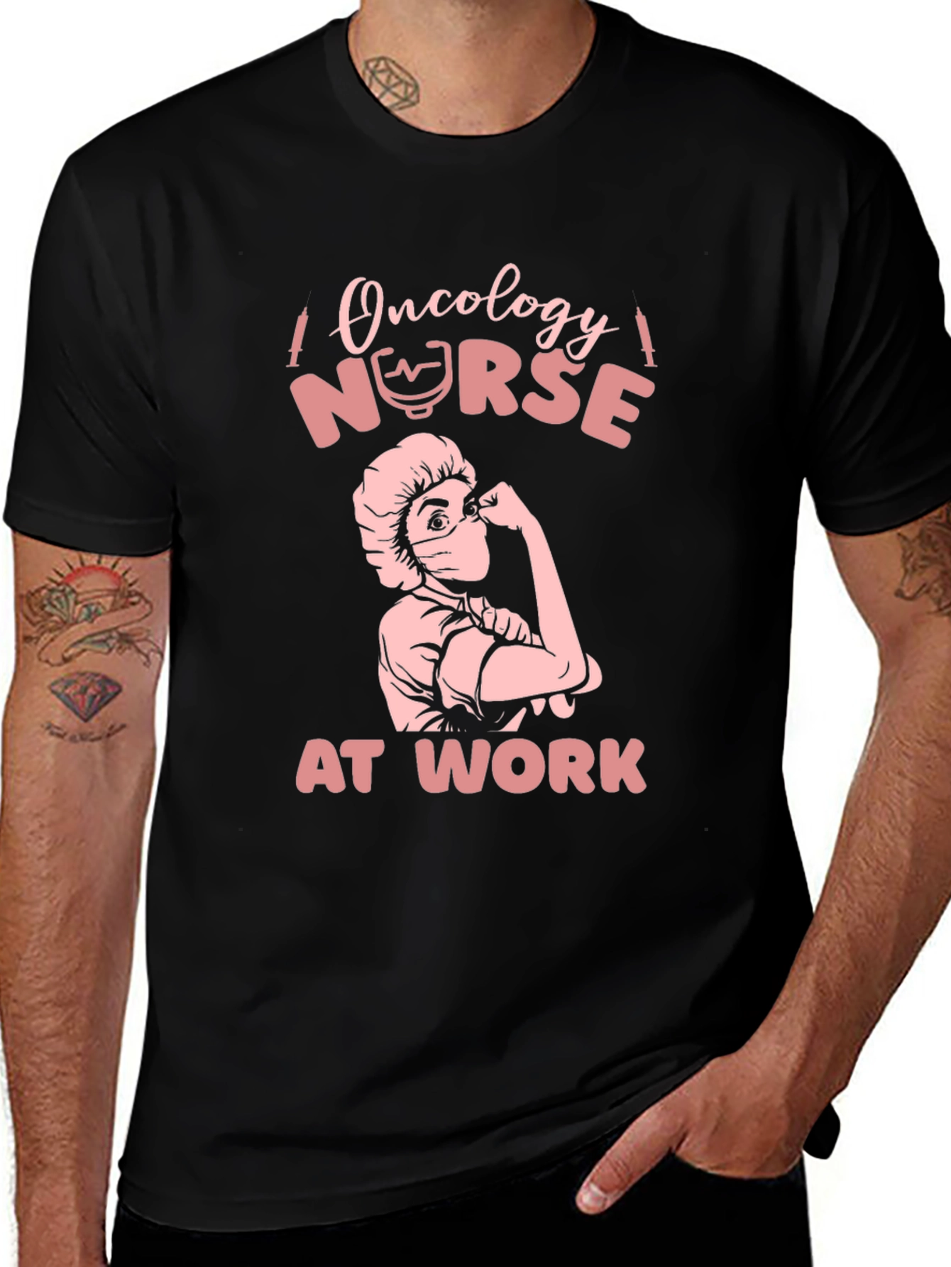 Variant 5 of Oncology Nurse At Work Black T-Shirt