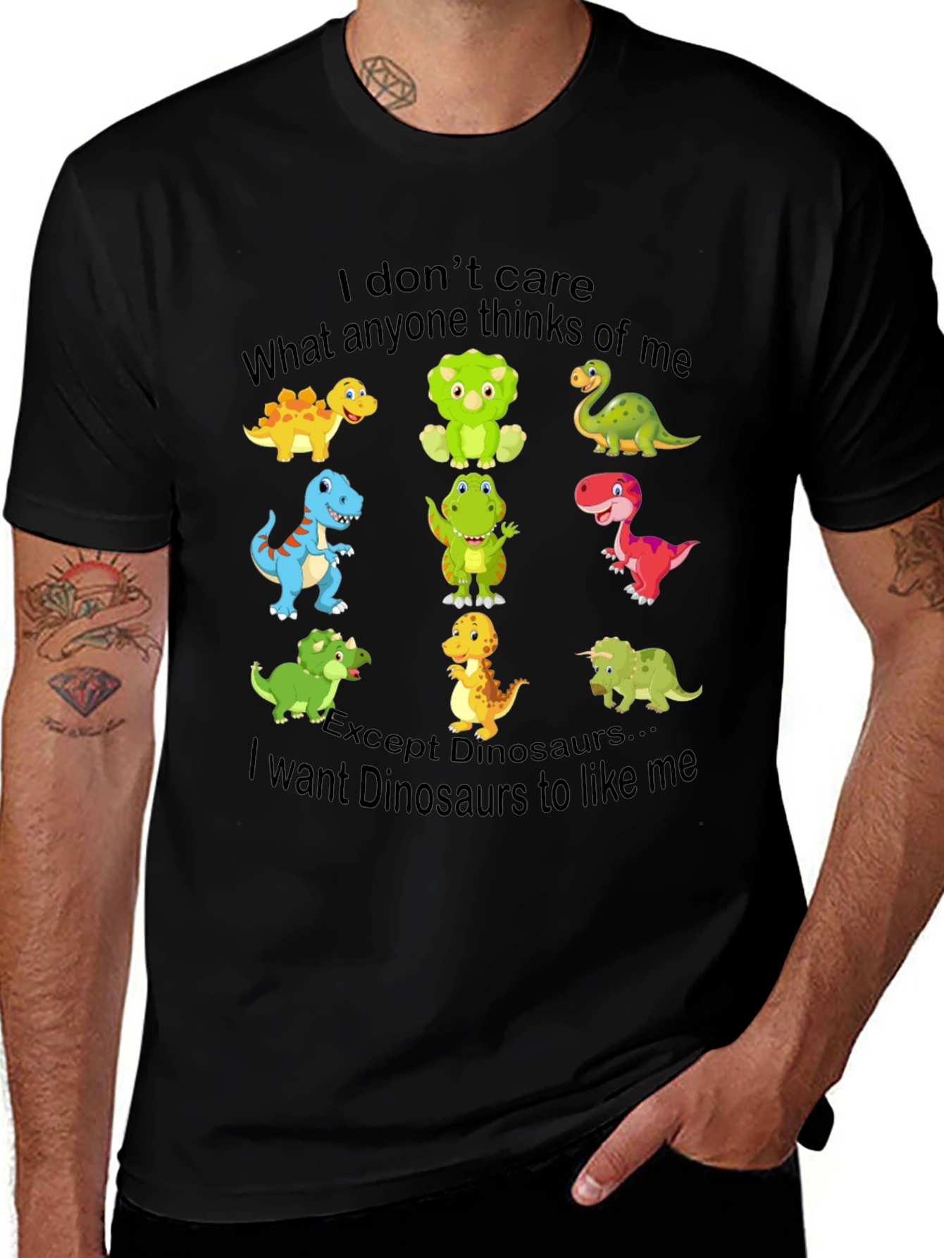Variant 28 of Funny Dinosaur Graphic T-Shirt - I Don't Care, Dinosaurs Like Me