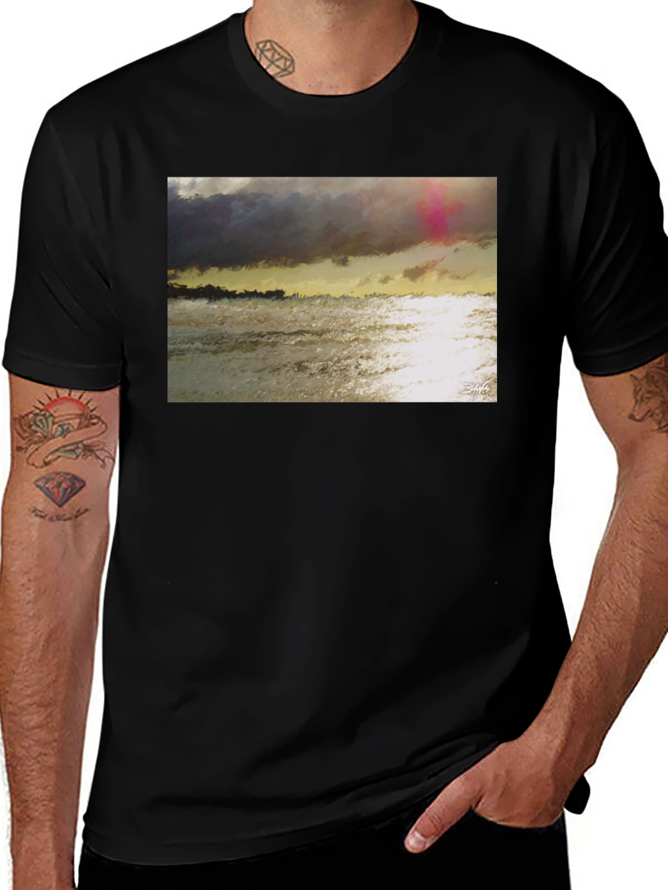 Variant 13 of Abstract Seascape Graphic Tee - Artistic Style
