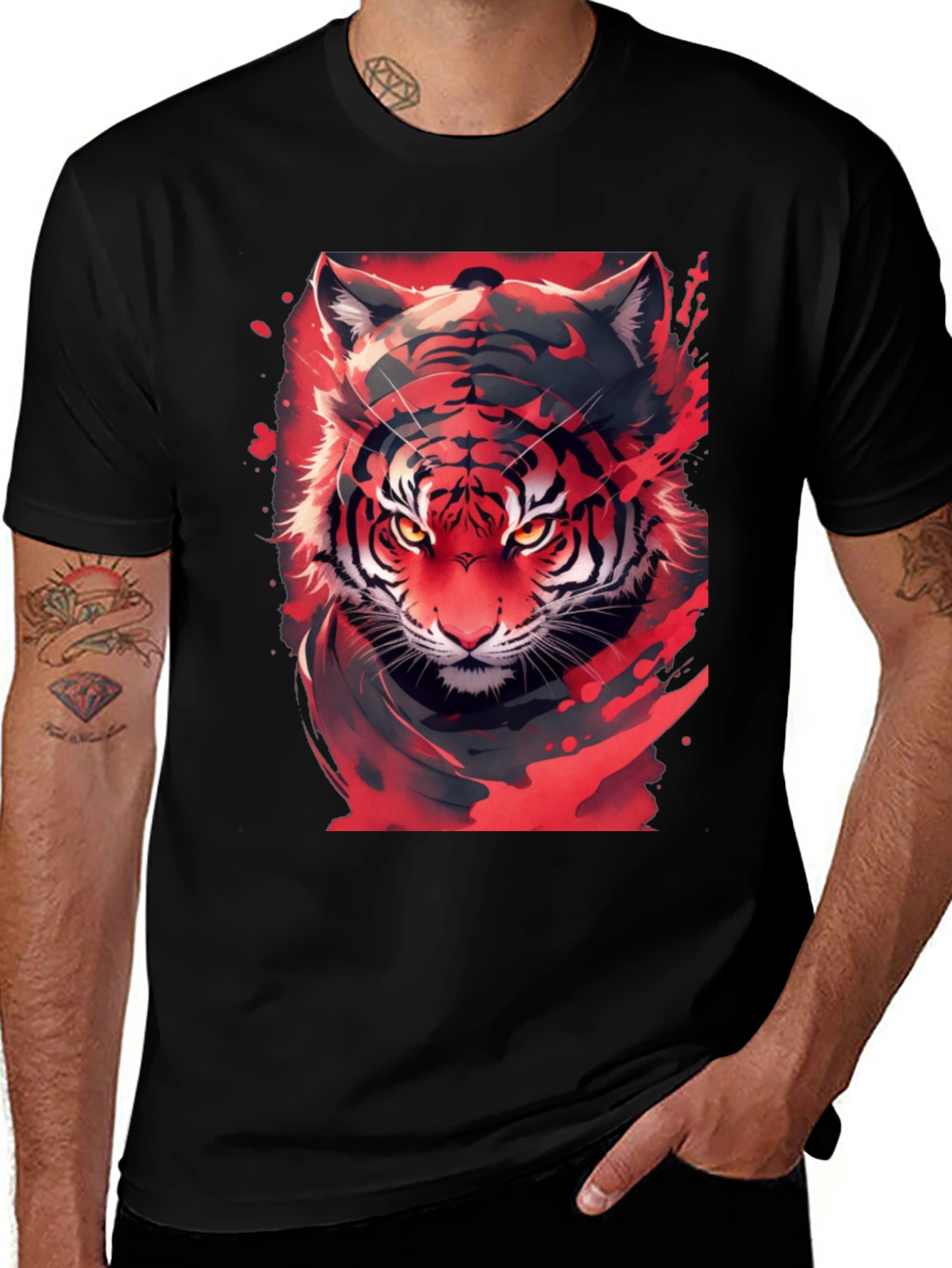 Variant 21 of Red Tiger Graphic Tee - Bold Style