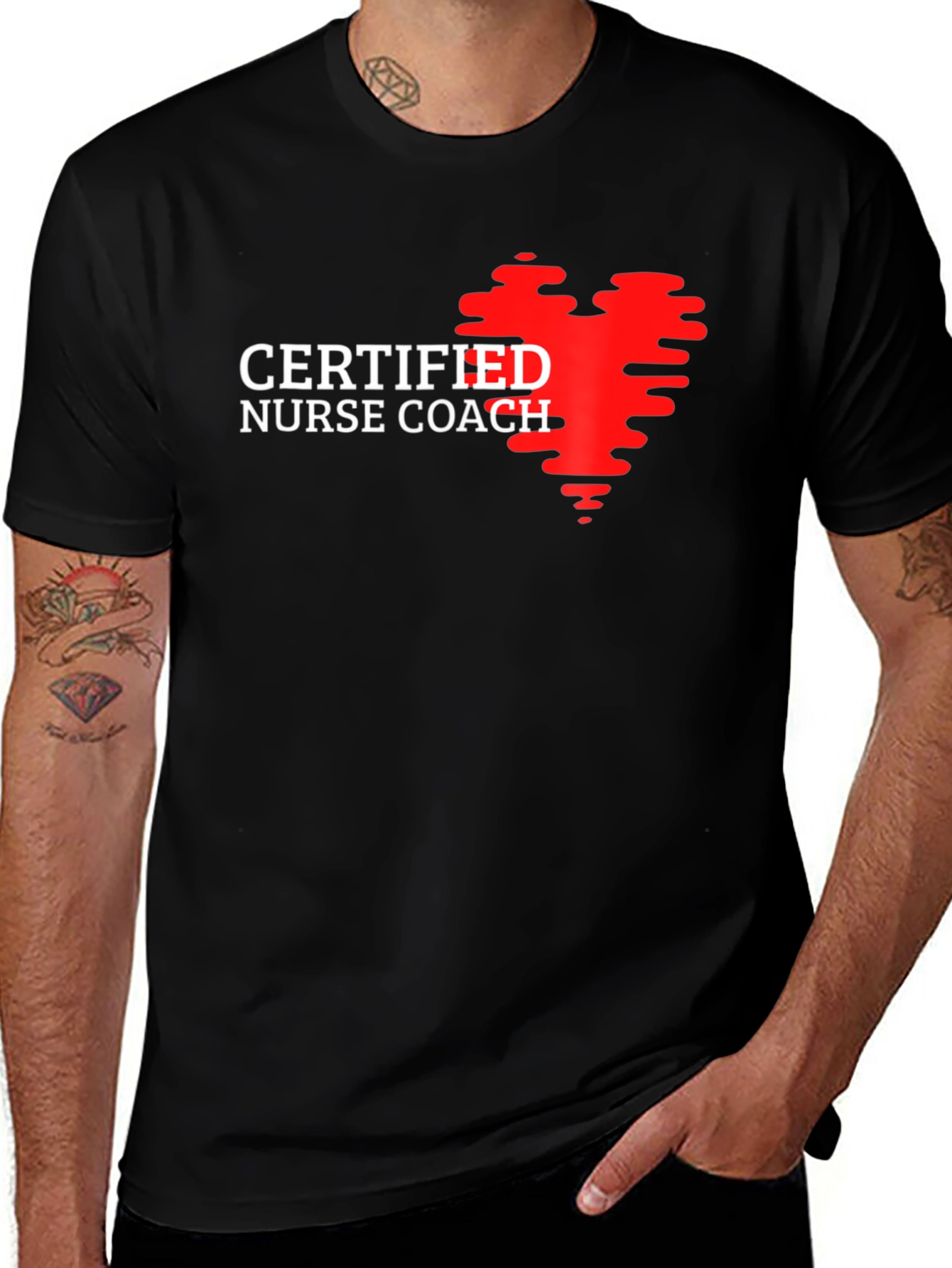 Black Certified Nurse Coach Heart T-Shirt main image