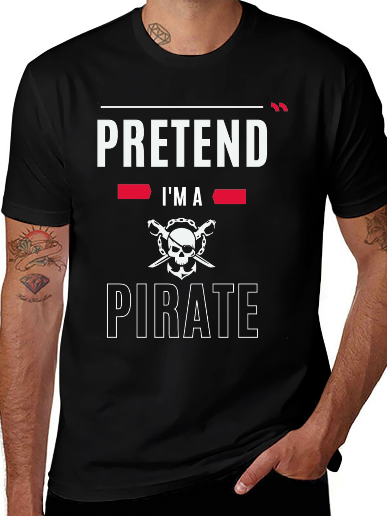Variant 3 of Pretend I'm A Pirate Black Graphic Tee