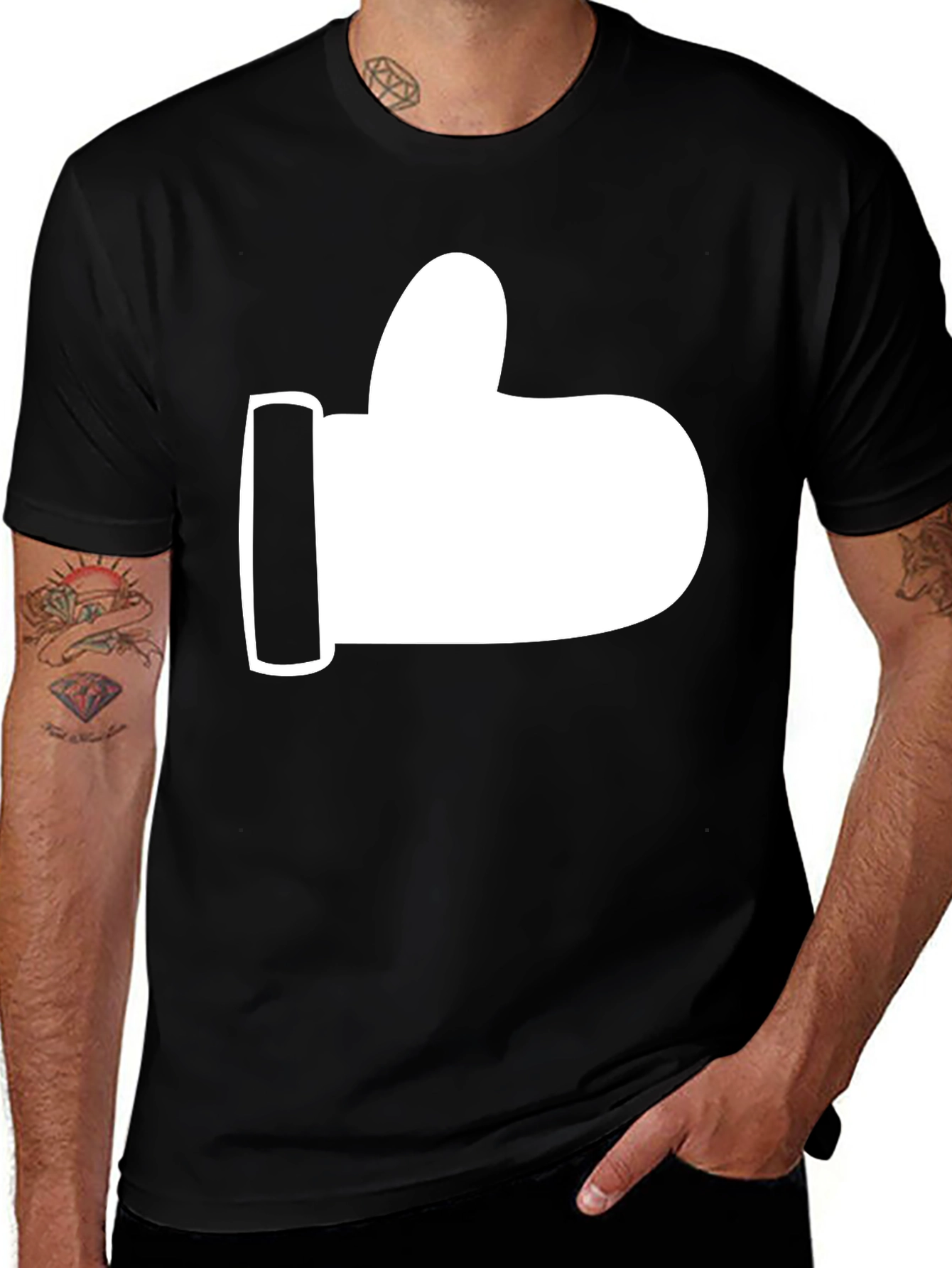 Variant 29 of Thumbs Up Graphic Tee - Black Cotton T-Shirt