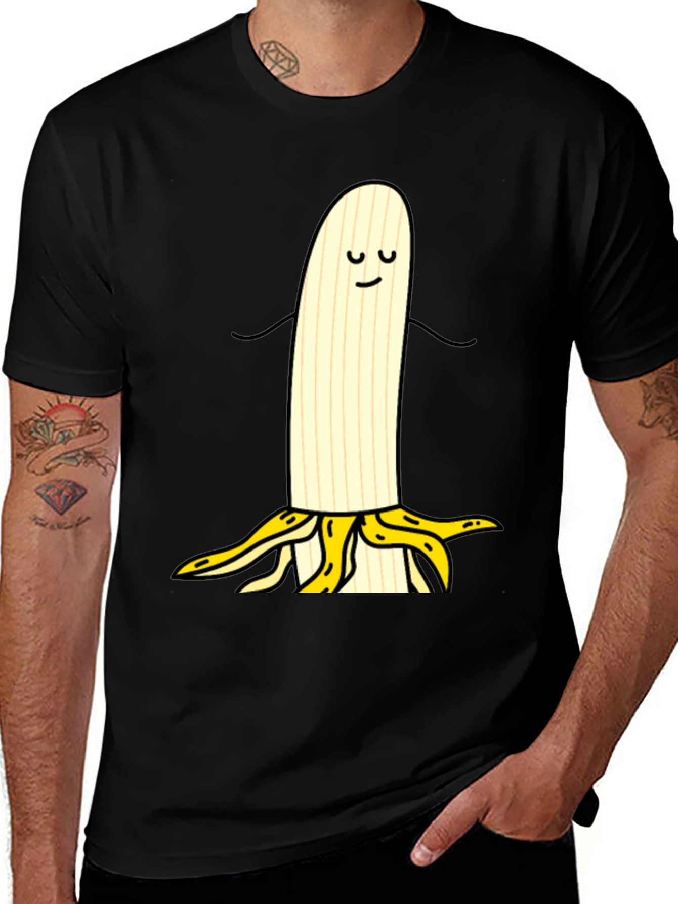 Variant 5 of Funny Banana Cartoon Black T-Shirt
