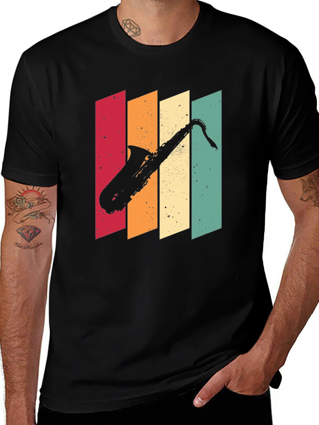 Variant 26 of Retro Saxophone T-Shirt - Vintage Style Musical Tee