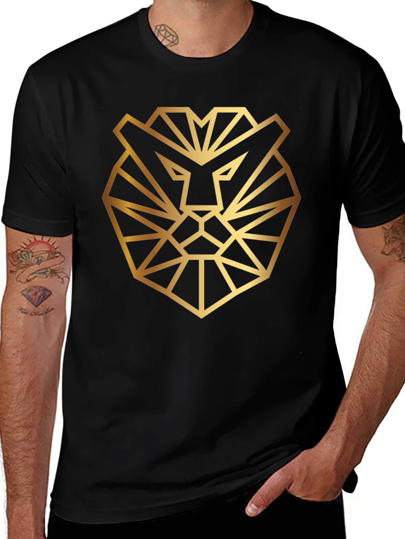 Geometric Lion Graphic Print Tee