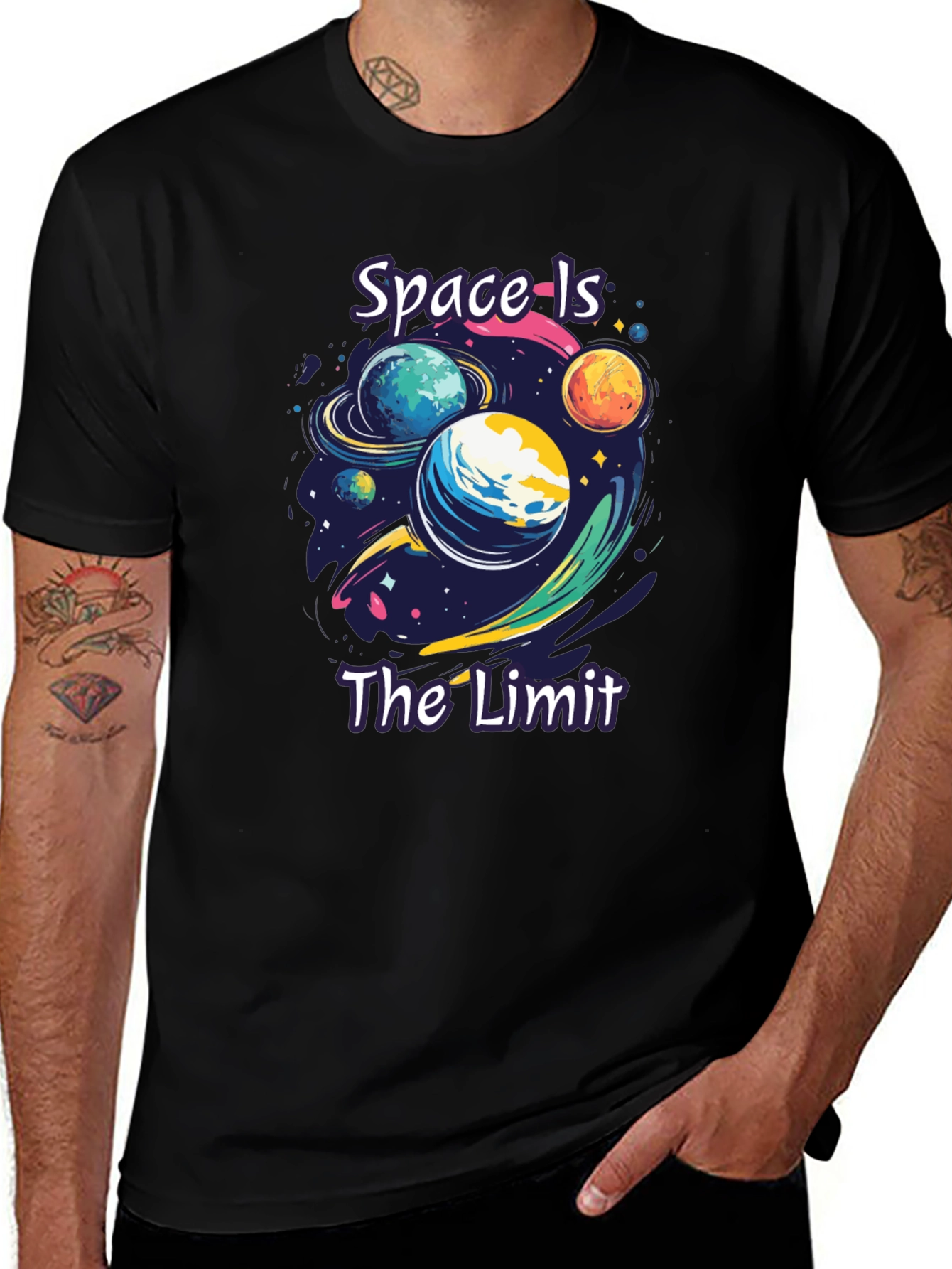 Variant 25 of Space is The Limit Graphic Black T-Shirt