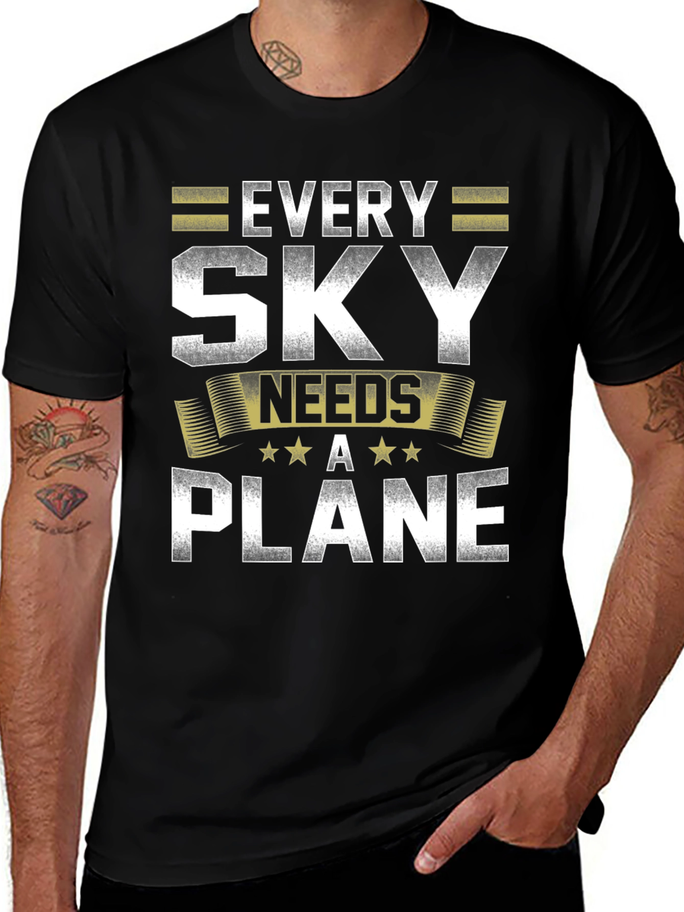 Every Sky Needs A Plane Black Graphic Tee