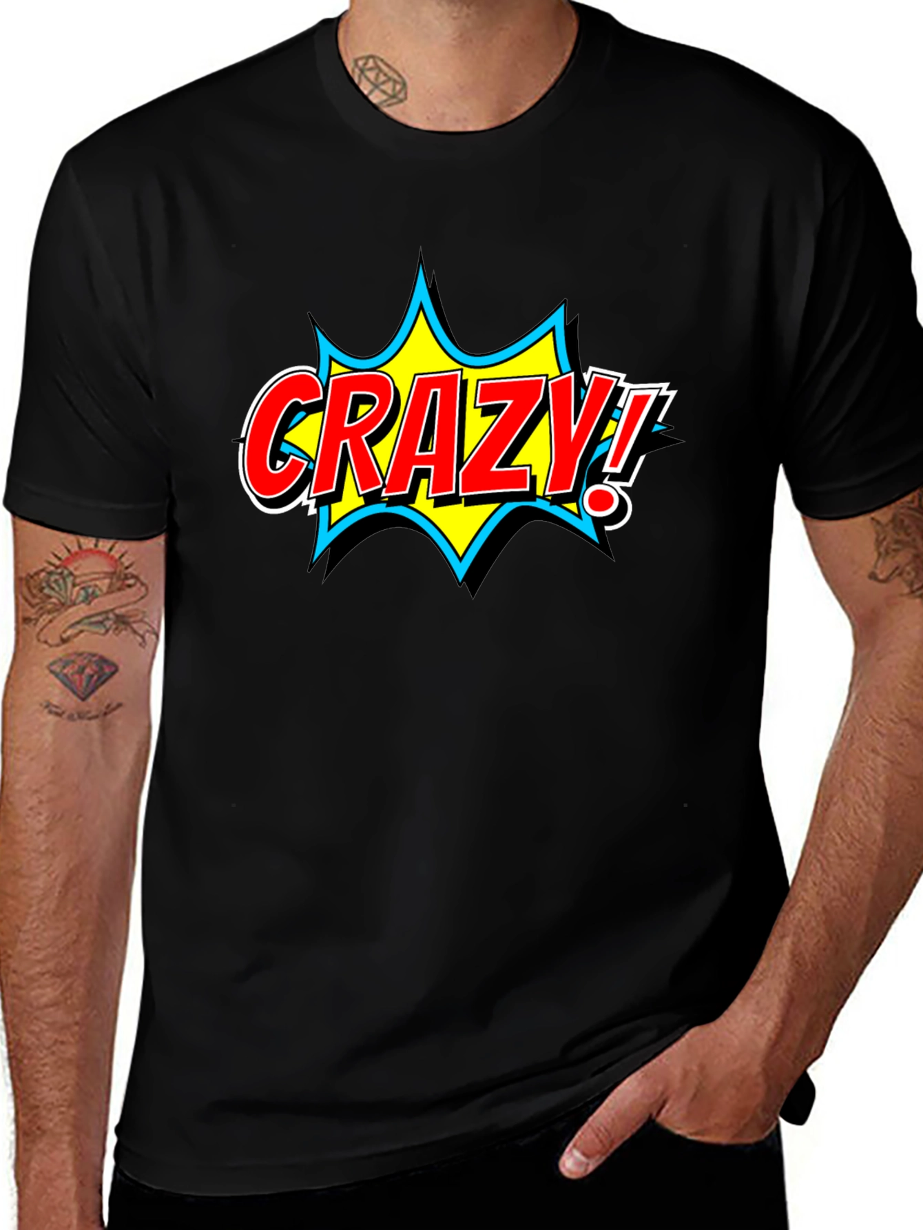Crazy! Comic Style Graphic T-Shirt
